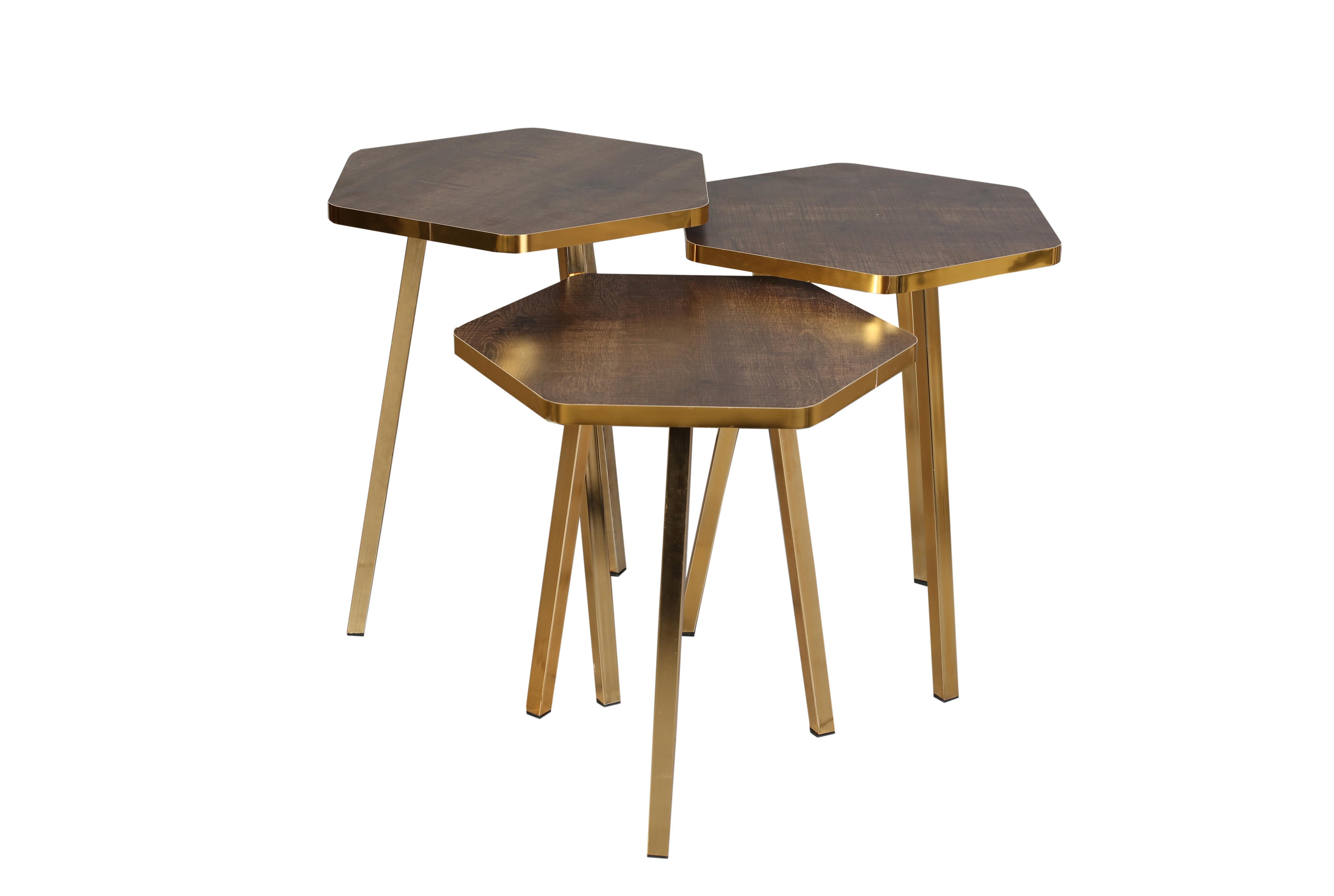 TICARIURUN-00499HEXAGON COFFE TABLE METAL P20 LEGS COVE GOLD AFZEL