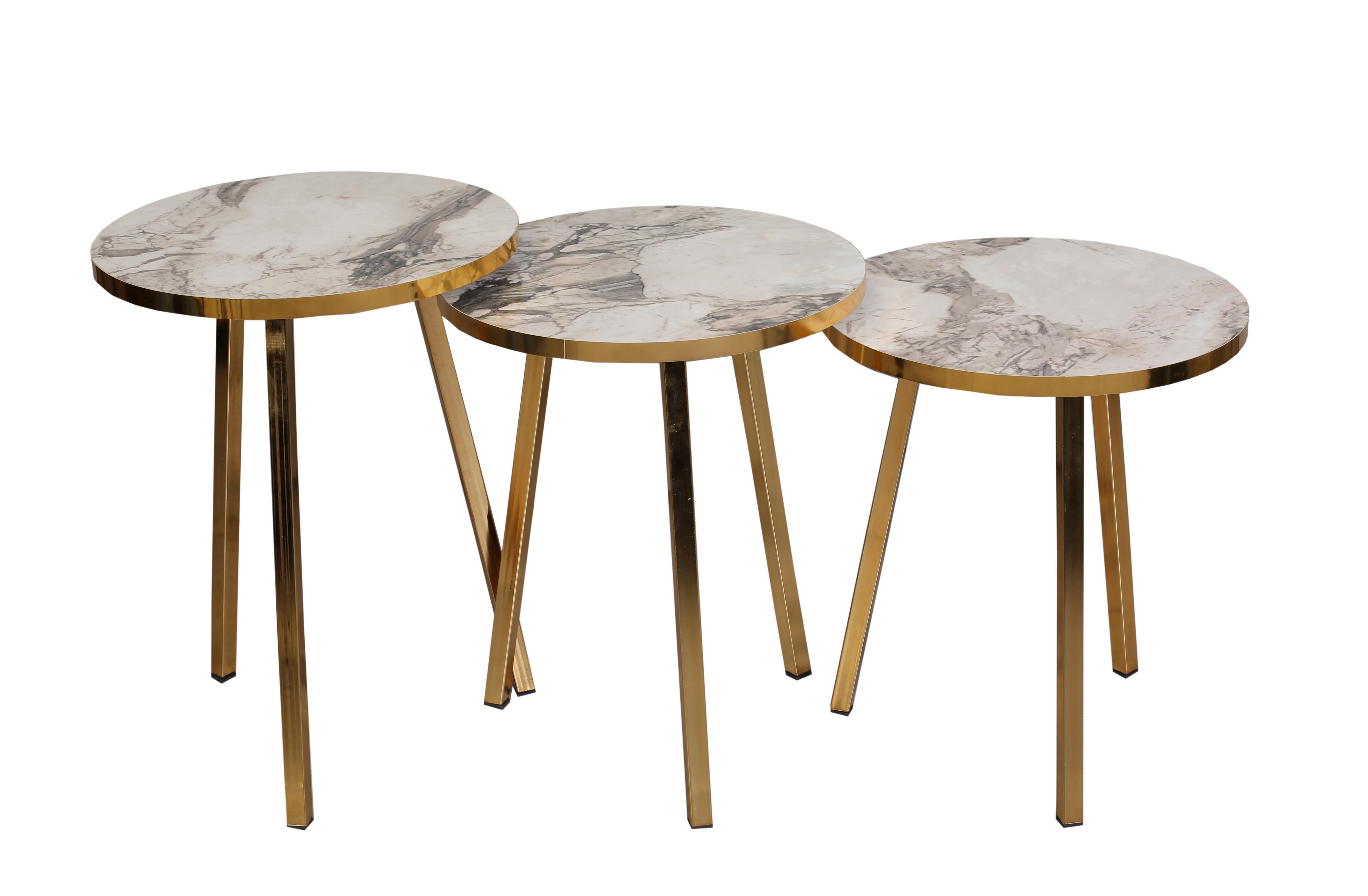 TICARIURUN-00490ROUND COFFE TABLE METAL P20 LEGS COVE GOLD EFES