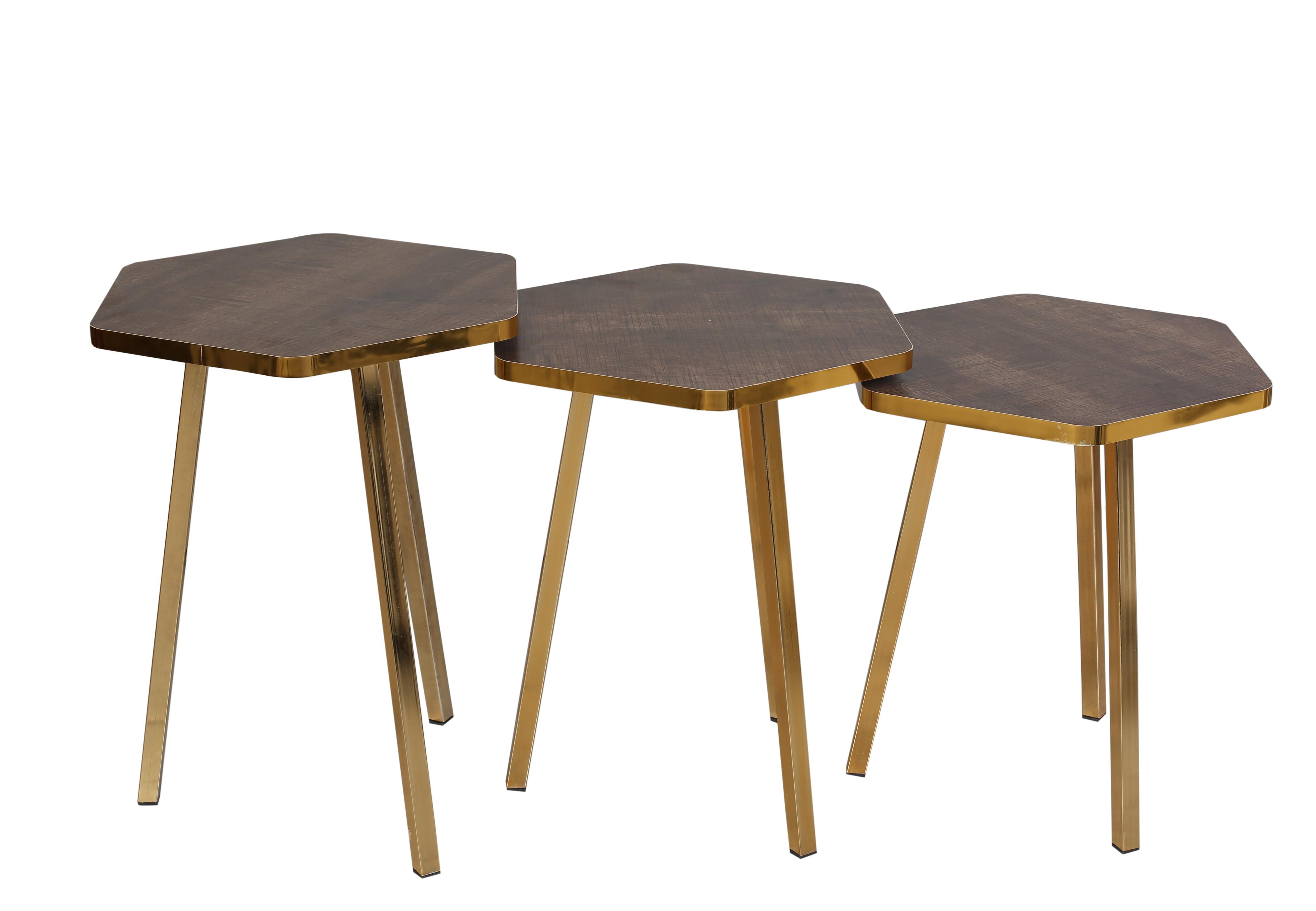 TICARIURUN-00499HEXAGON COFFE TABLE METAL P20 LEGS COVE GOLD AFZEL