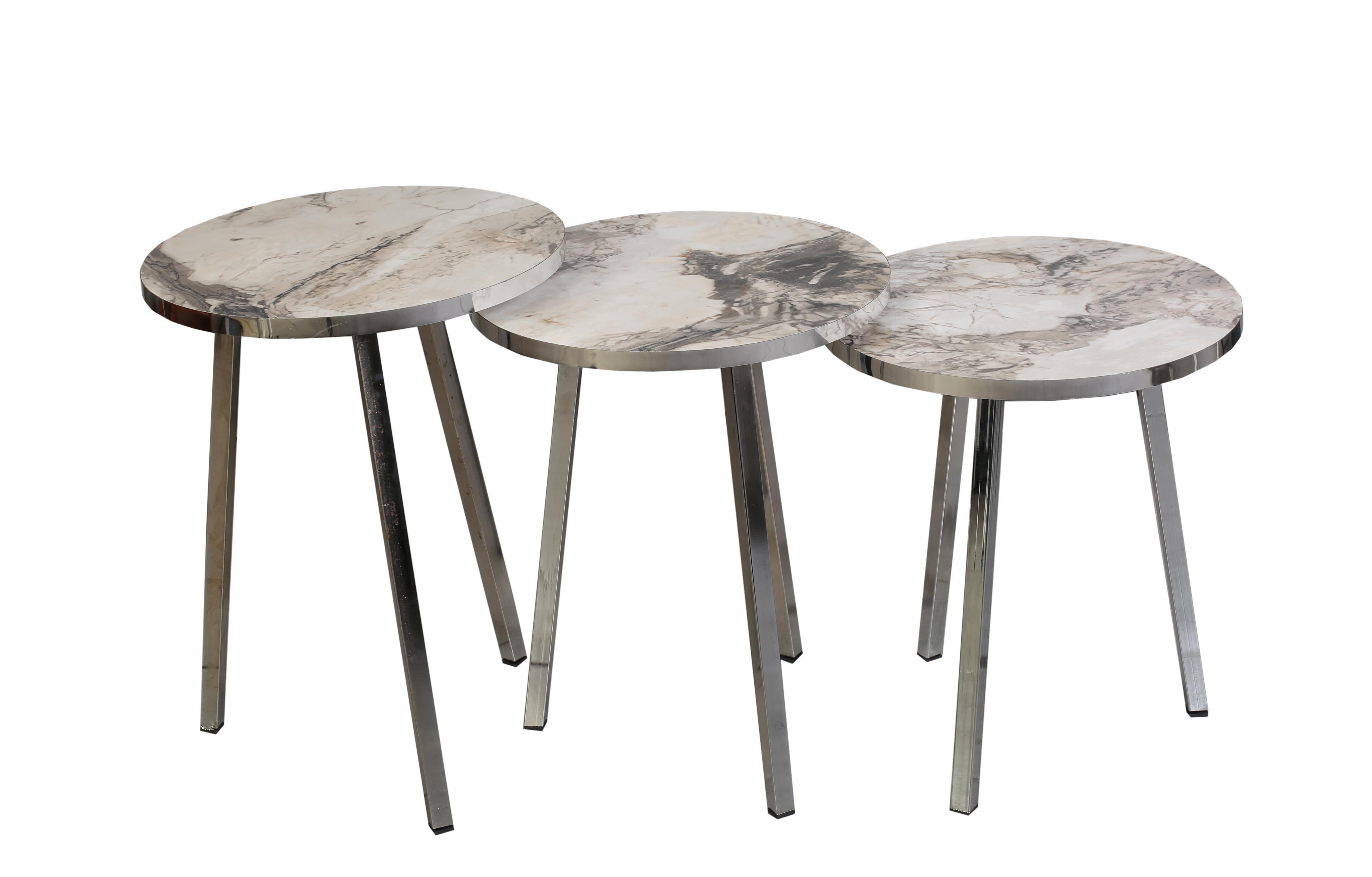 TICARIURUN-00494ROUND COFFE TABLE METAL P20 LEGS COVE SILVER EFES