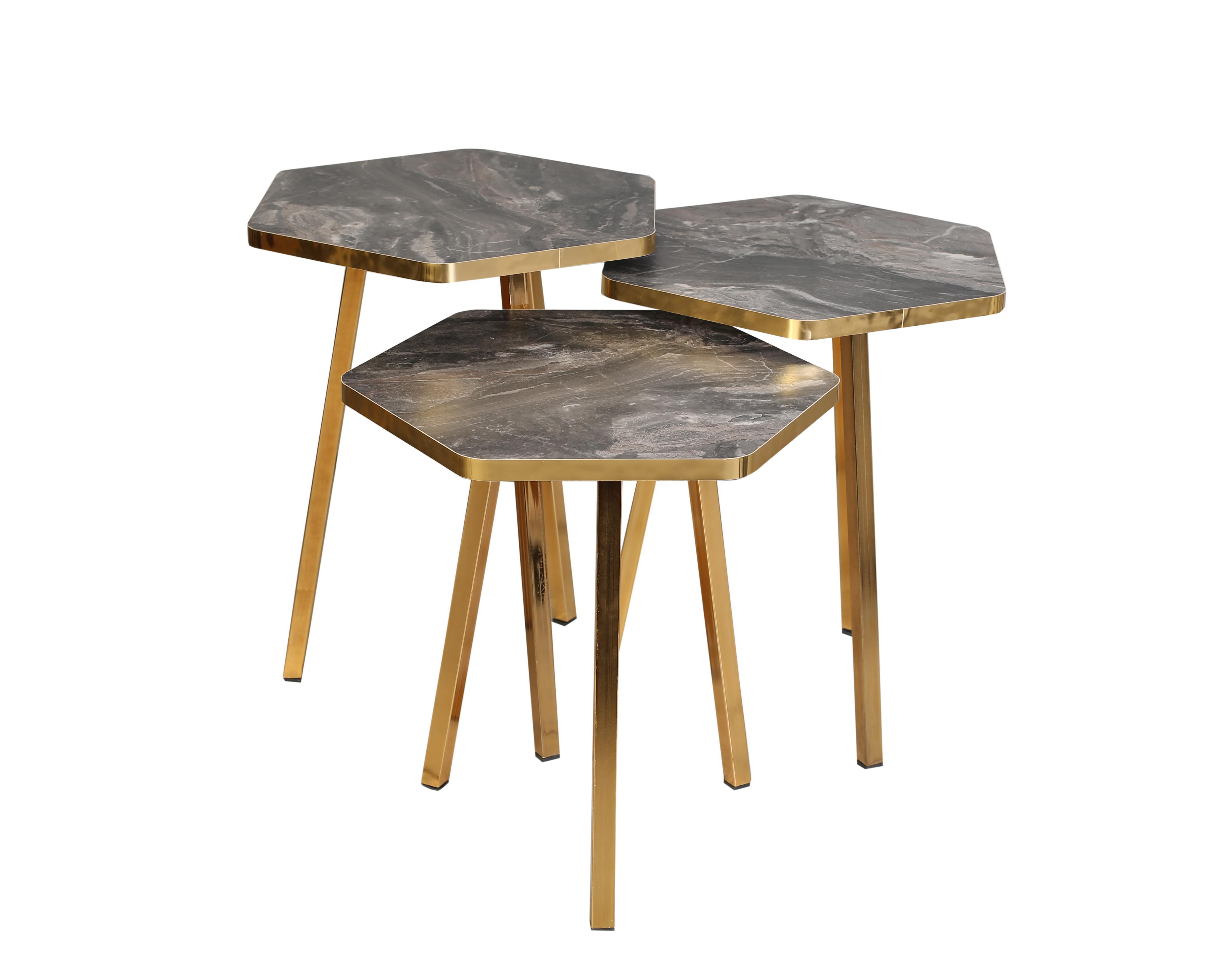 TICARIURUN-00497HEXAGON COFFE TABLE METAL P20 LEGS COVE GOLD COSMO