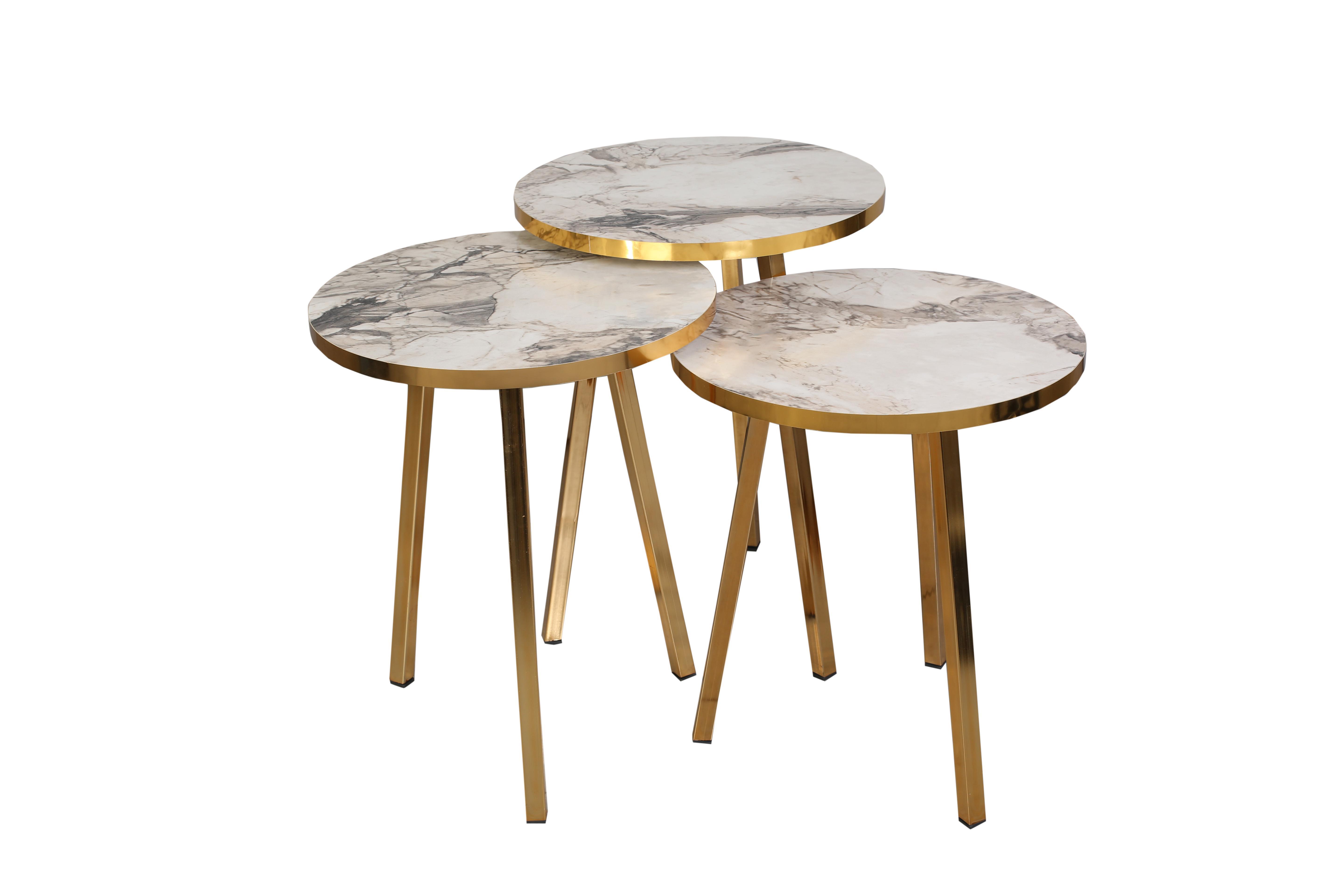 TICARIURUN-00490ROUND COFFE TABLE METAL P20 LEGS COVE GOLD EFES