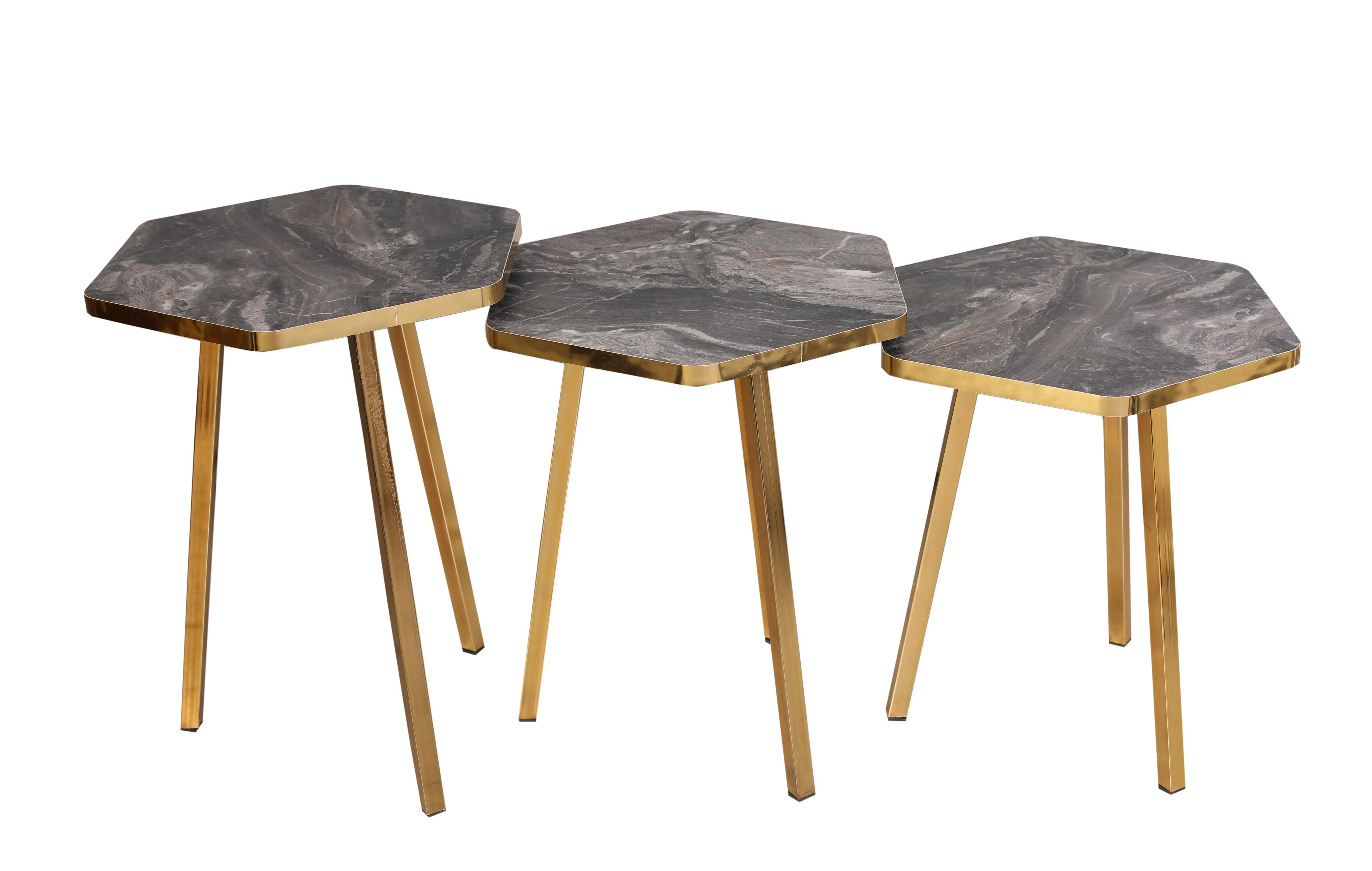 TICARIURUN-00497HEXAGON COFFE TABLE METAL P20 LEGS COVE GOLD COSMO