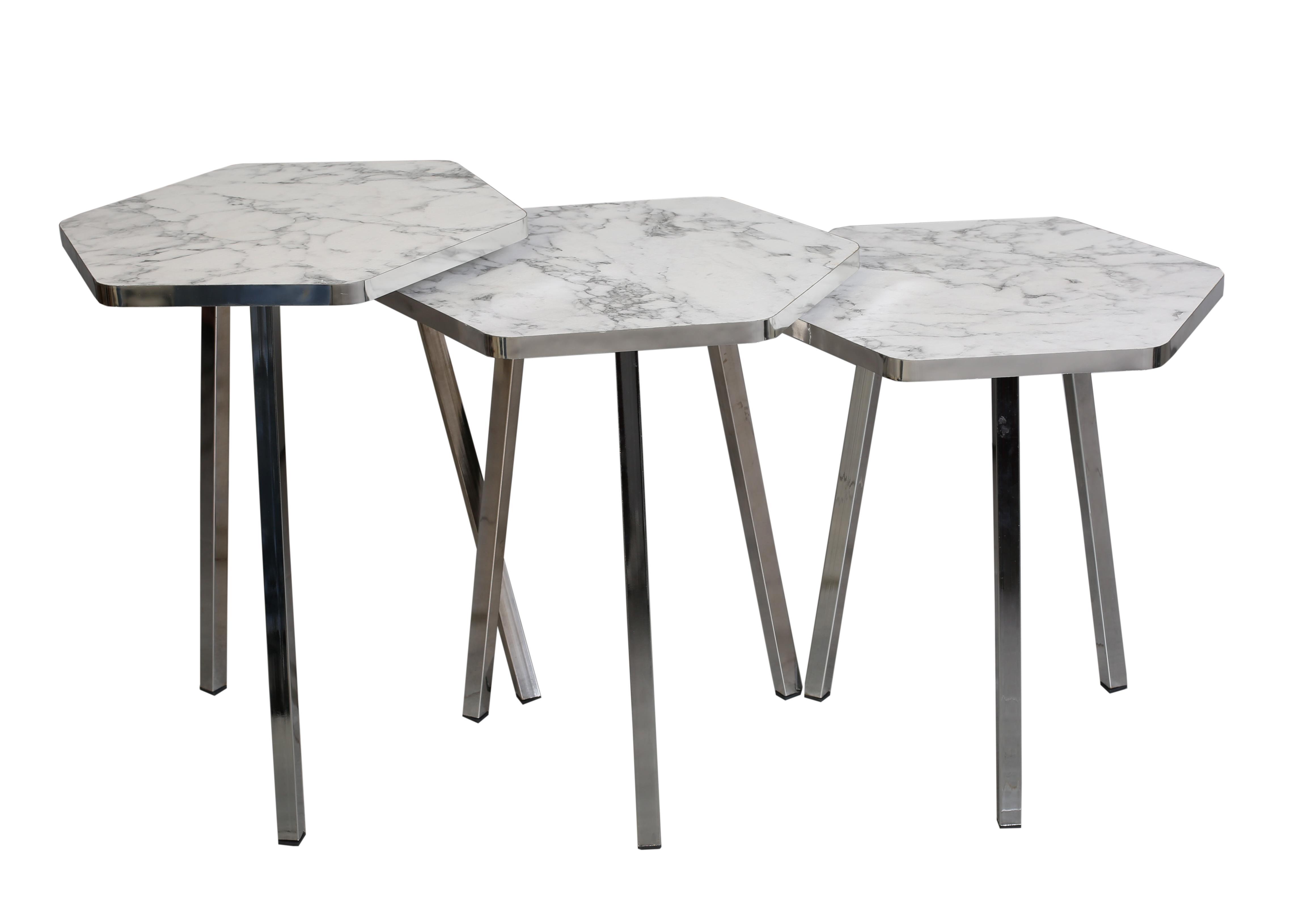 TICARIURUN-00500HEXAGON COFFE TABLE METAL P20 LEGS COVE SILVER CAR
