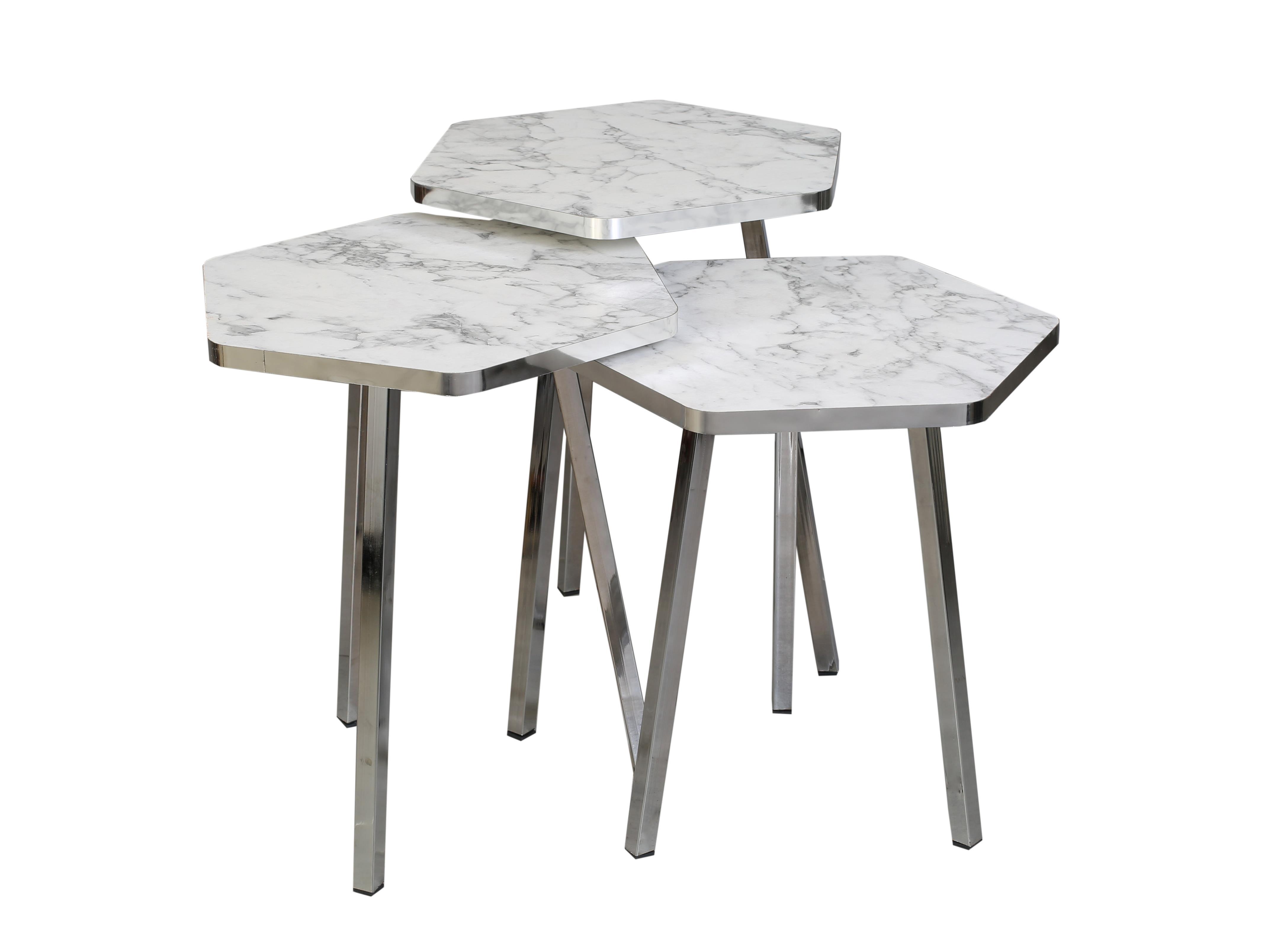 TICARIURUN-00500HEXAGON COFFE TABLE METAL P20 LEGS COVE SILVER CAR