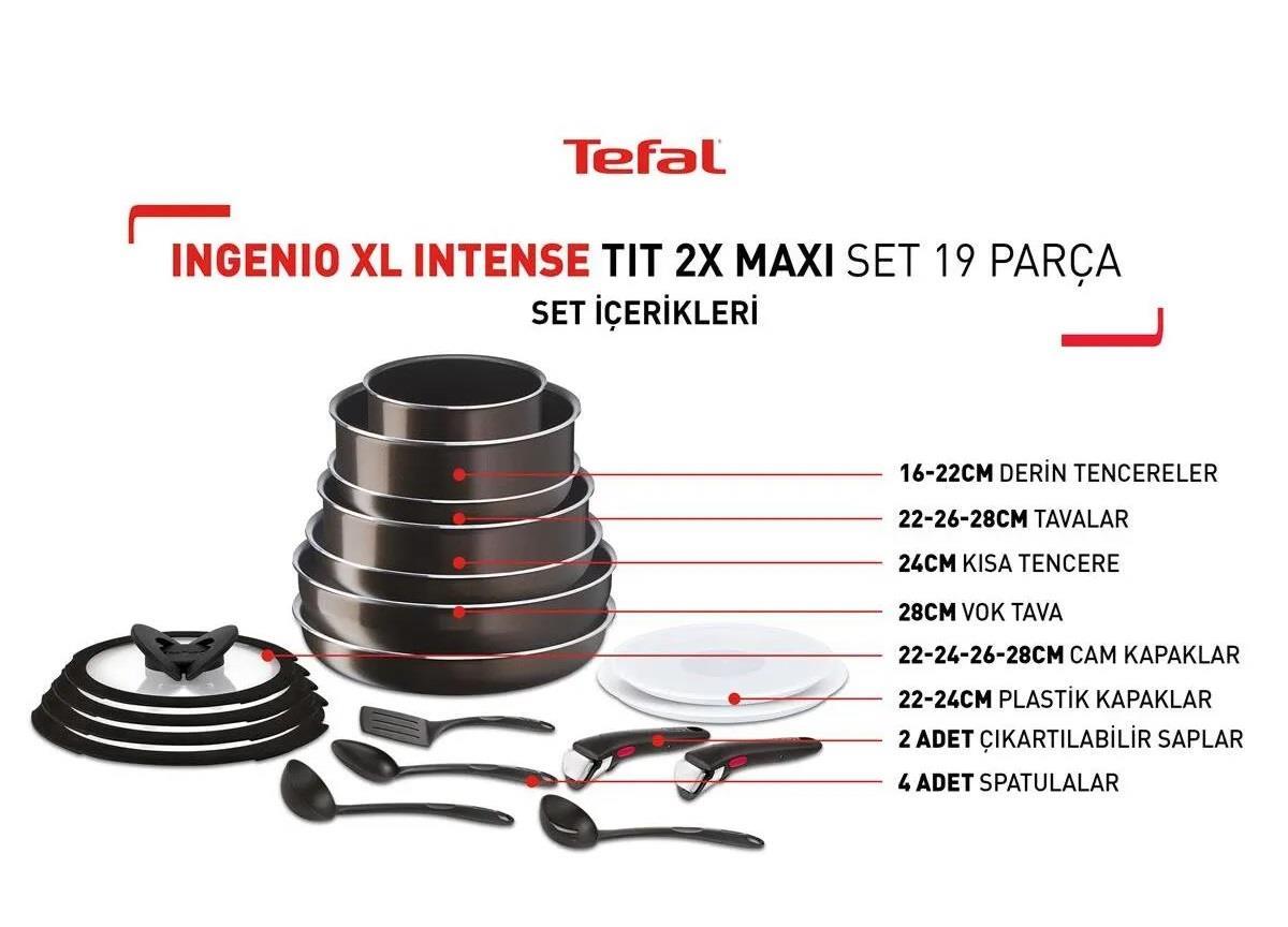 TICARIURUN-00571TEFAL INGENIO XL INTENSE TİTANYUM 2X 19 PARÇA MAXI