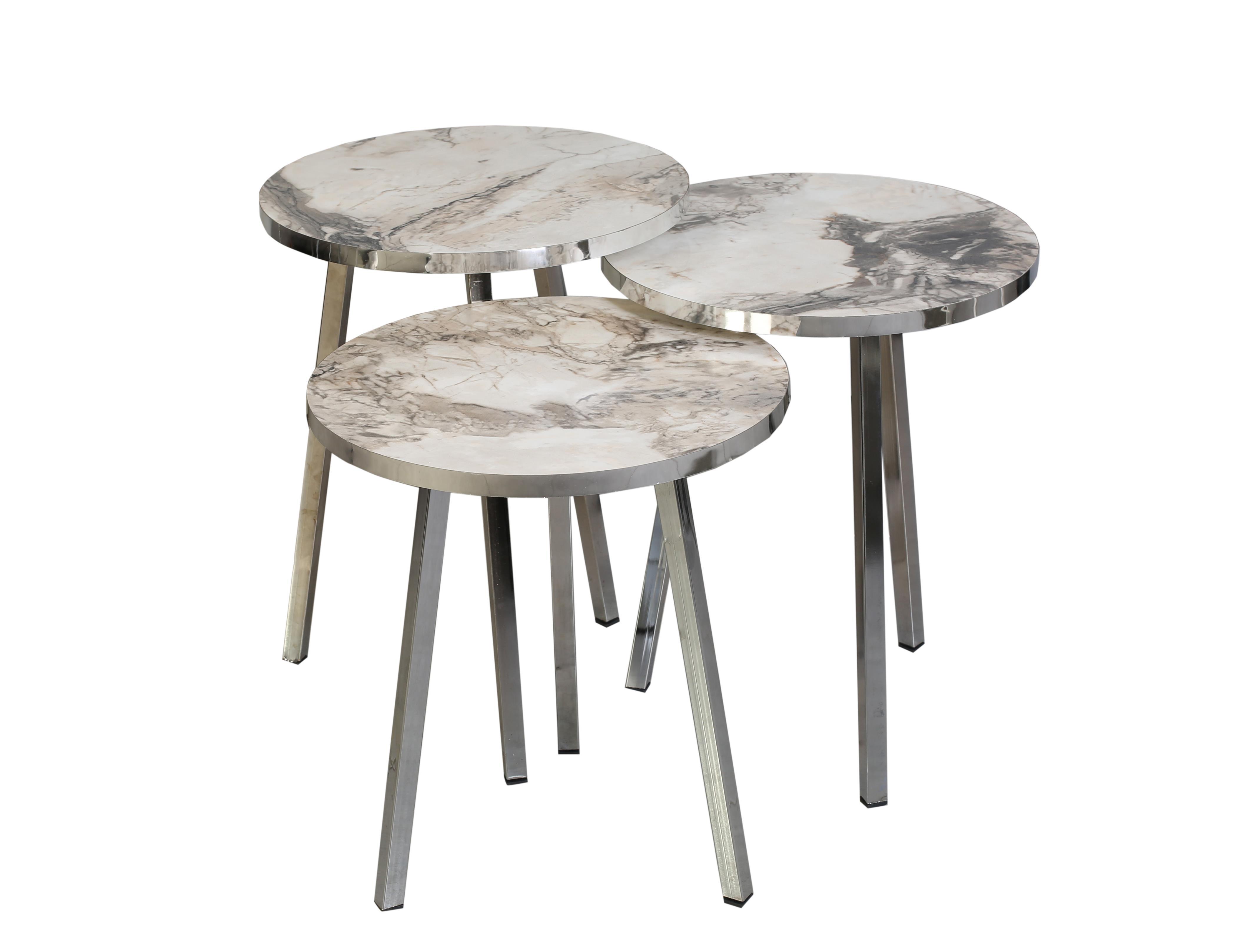 TICARIURUN-00494ROUND COFFE TABLE METAL P20 LEGS COVE SILVER EFES