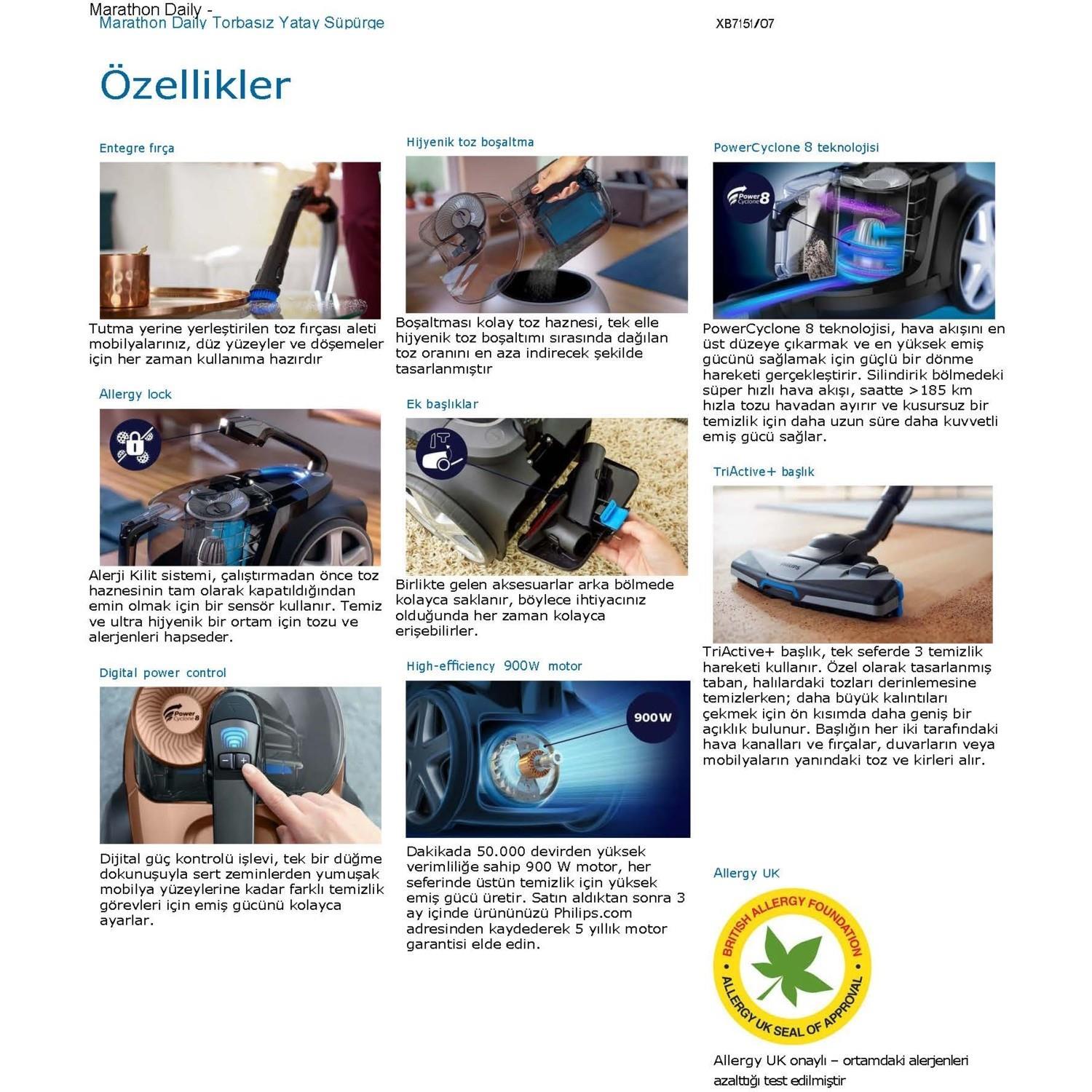 TICARIURUN-00543PHILIPS XB-7151/07 MARATON TORBASIZ SÜPÜRGE
