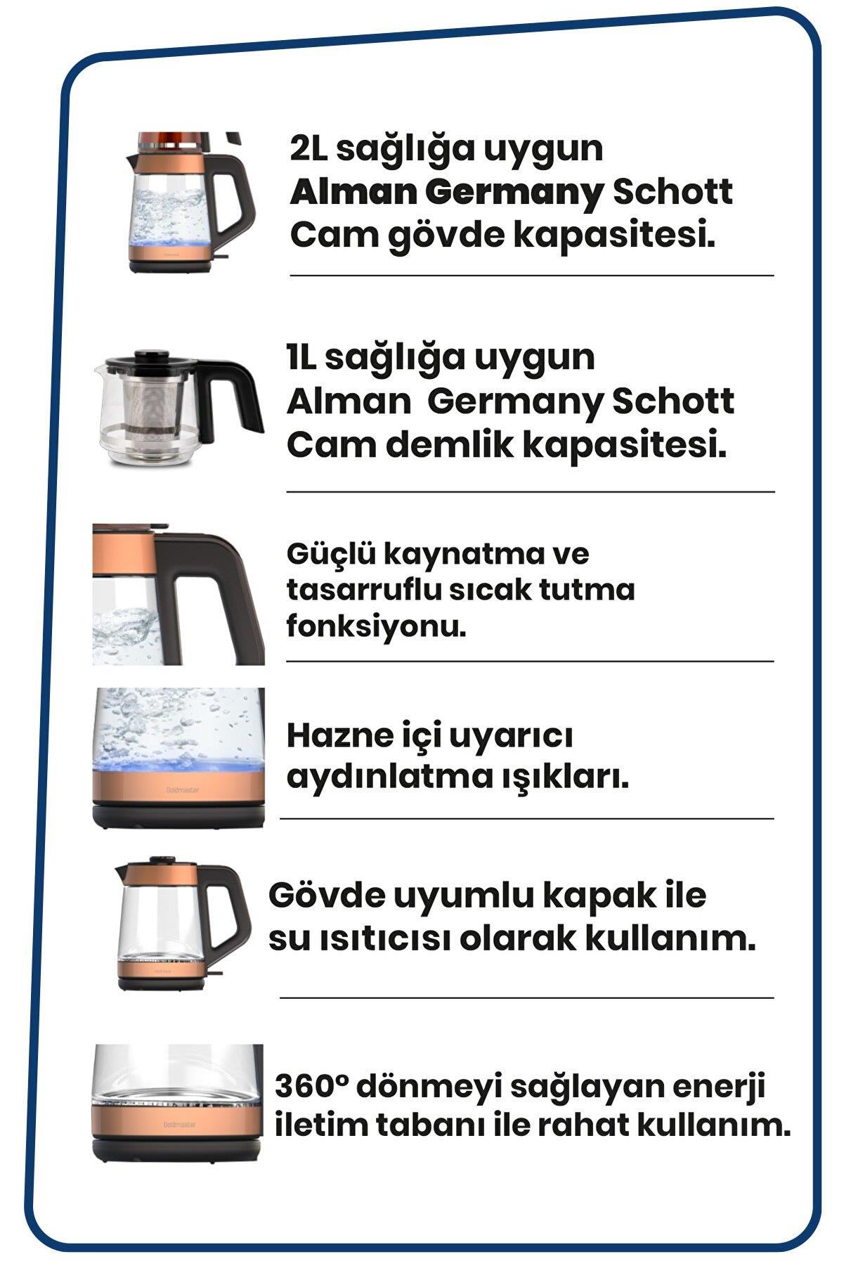 GOLDMASTER YENİDEM GM-8325RG CAM ÇAY MAK ROSE GOLD