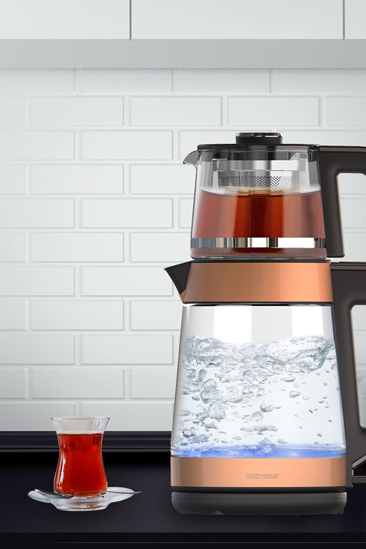 GOLDMASTER YENİDEM GM-8325RG CAM ÇAY MAK ROSE GOLD