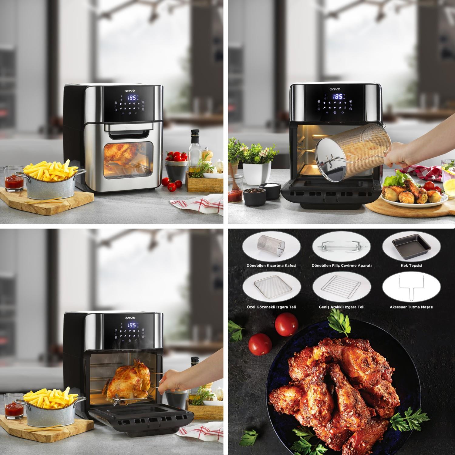 Onvo OVFRY09 Oven Airfryer 12 lt Yağsız Fritöz