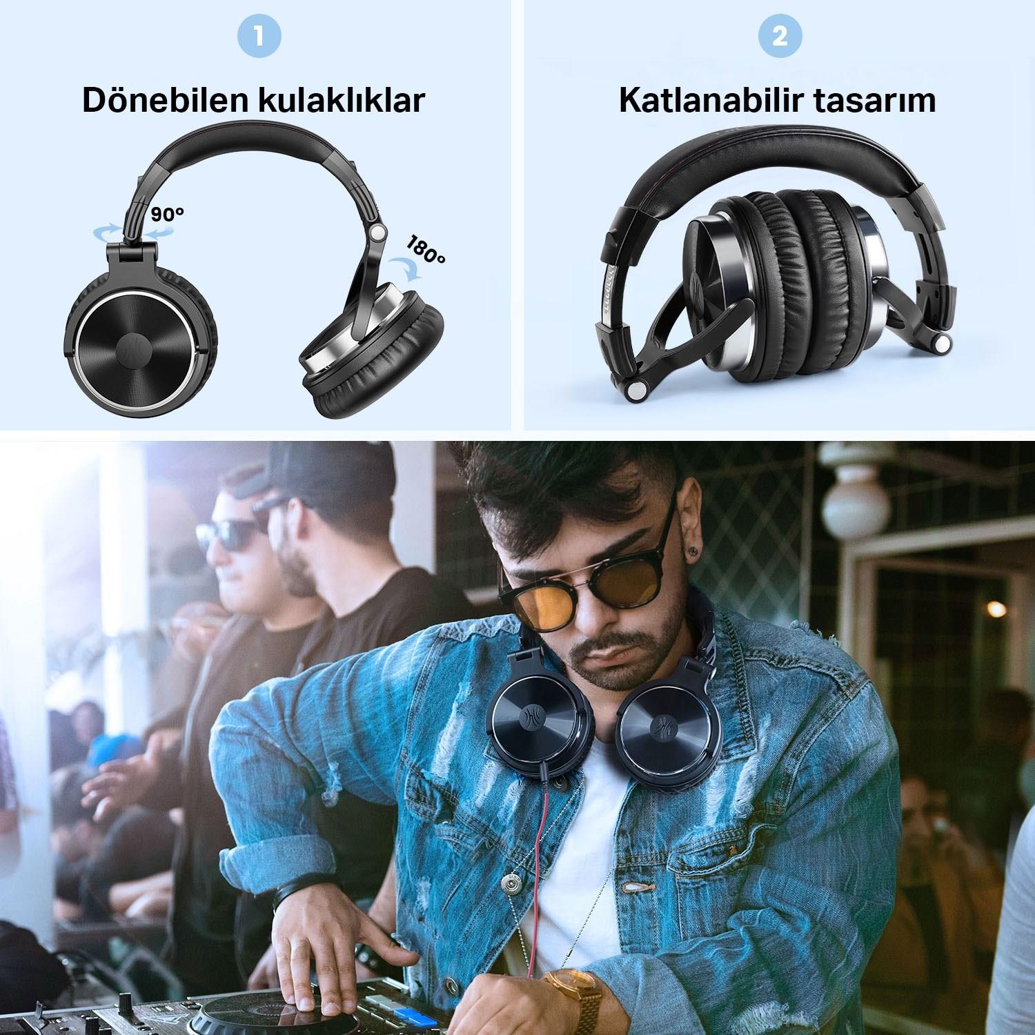 OneOdio Pro 10 Siyah Kulak Üstü Dj Kulaklığı