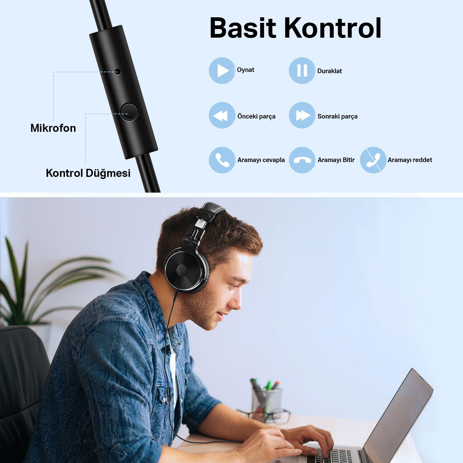 OneOdio Pro 10 Siyah Kulak Üstü Dj Kulaklığı