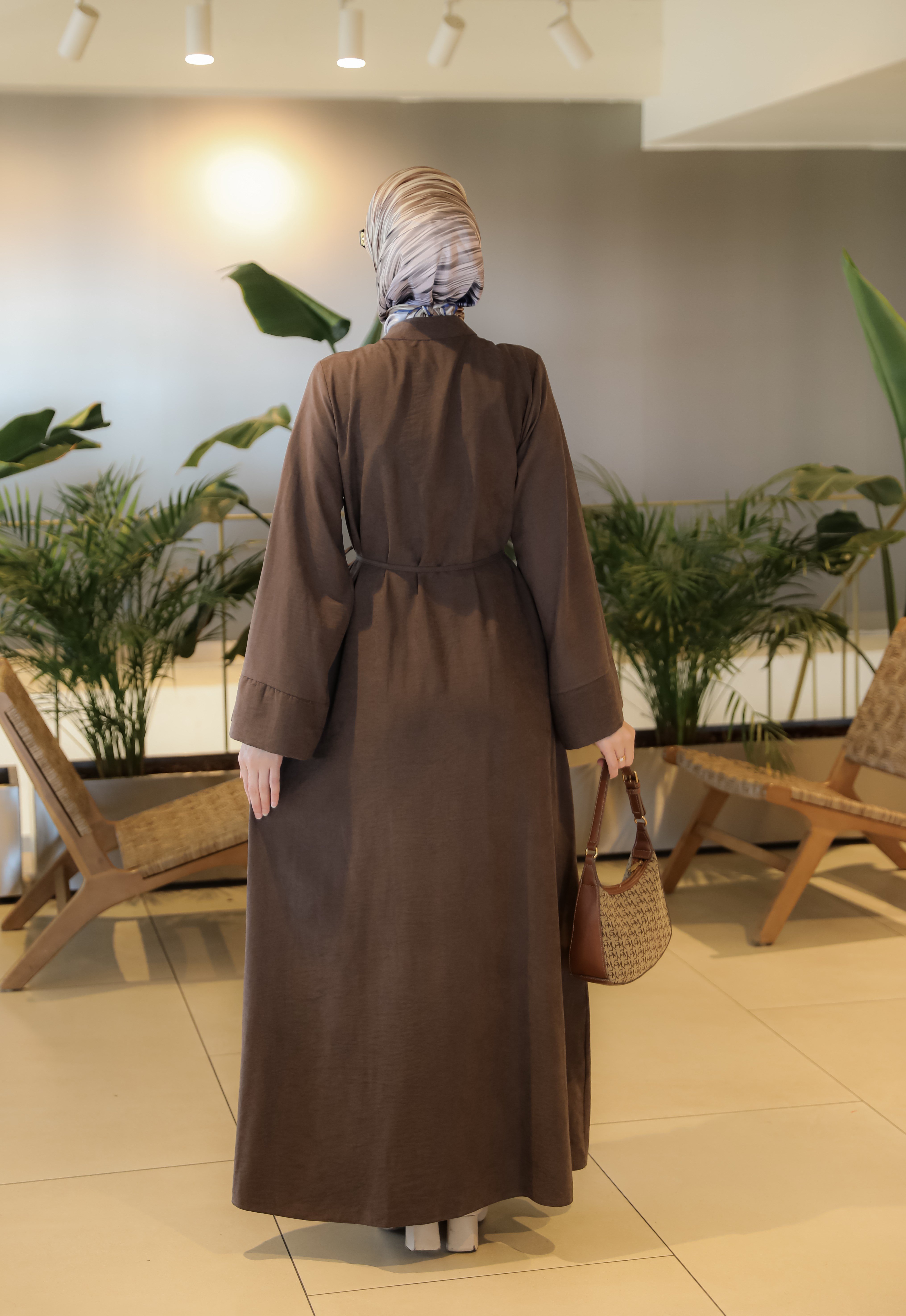 Acı Kahve NSR 5165 ÇİN DÜĞMELİ ELBİSE