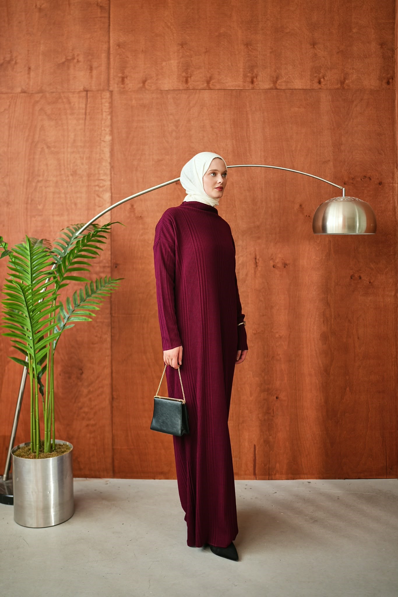Bordo Dik Yakalı Fitilli Triko NSR2683