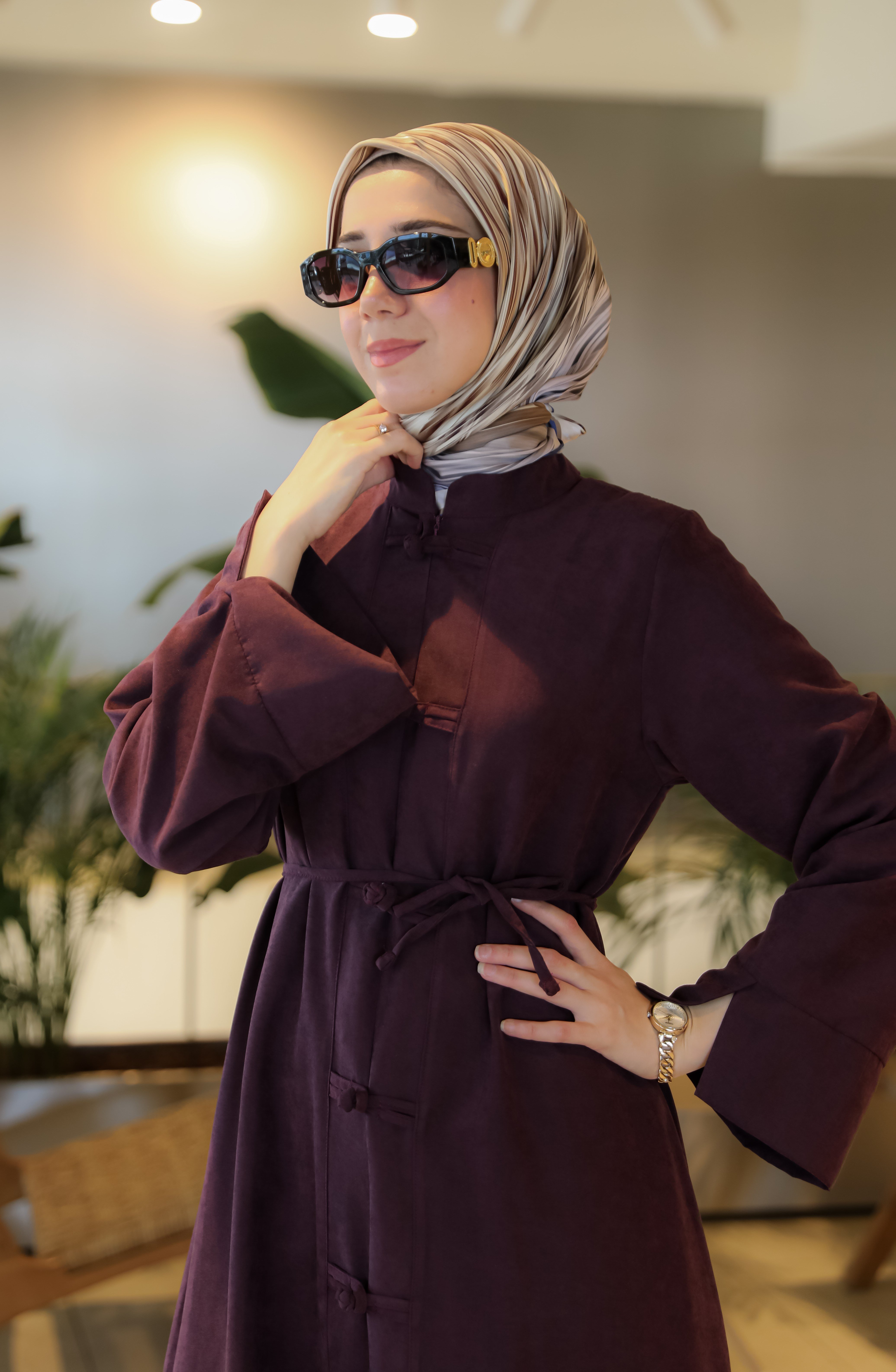 Bordo NSR 5165 ÇİN DÜĞMELİ ELBİSE