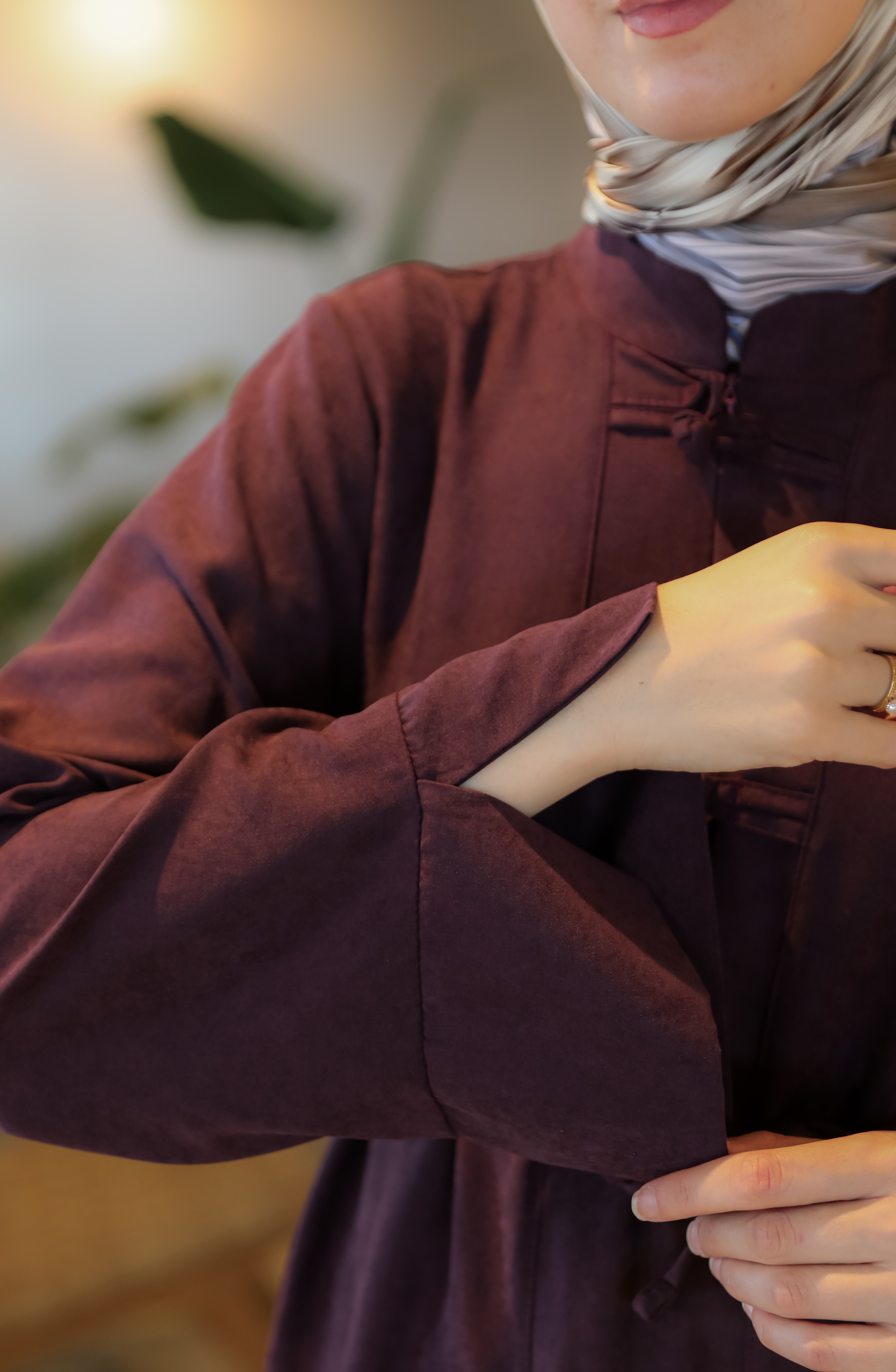 Bordo NSR 5165 ÇİN DÜĞMELİ ELBİSE