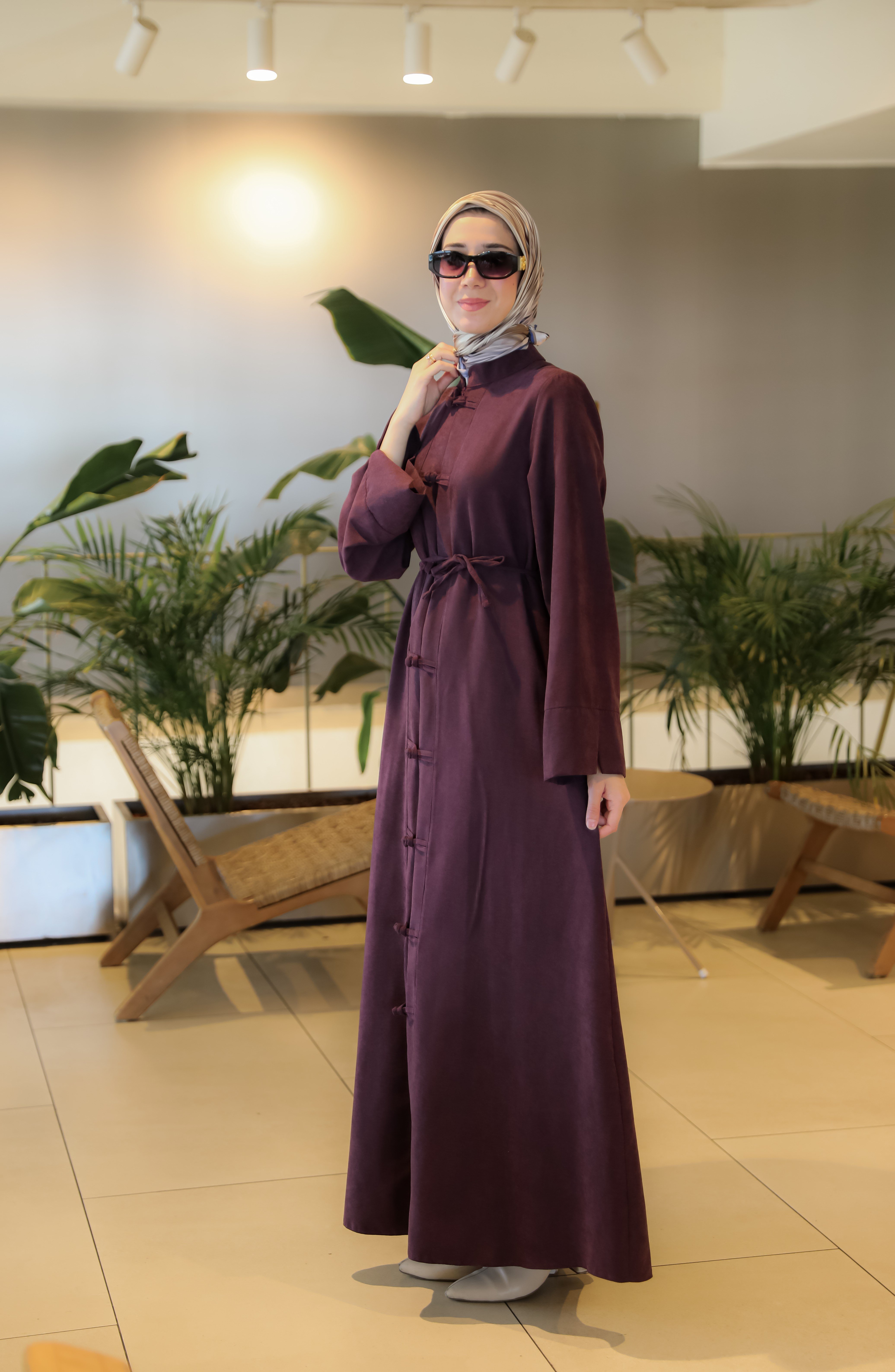 Bordo NSR 5165 ÇİN DÜĞMELİ ELBİSE