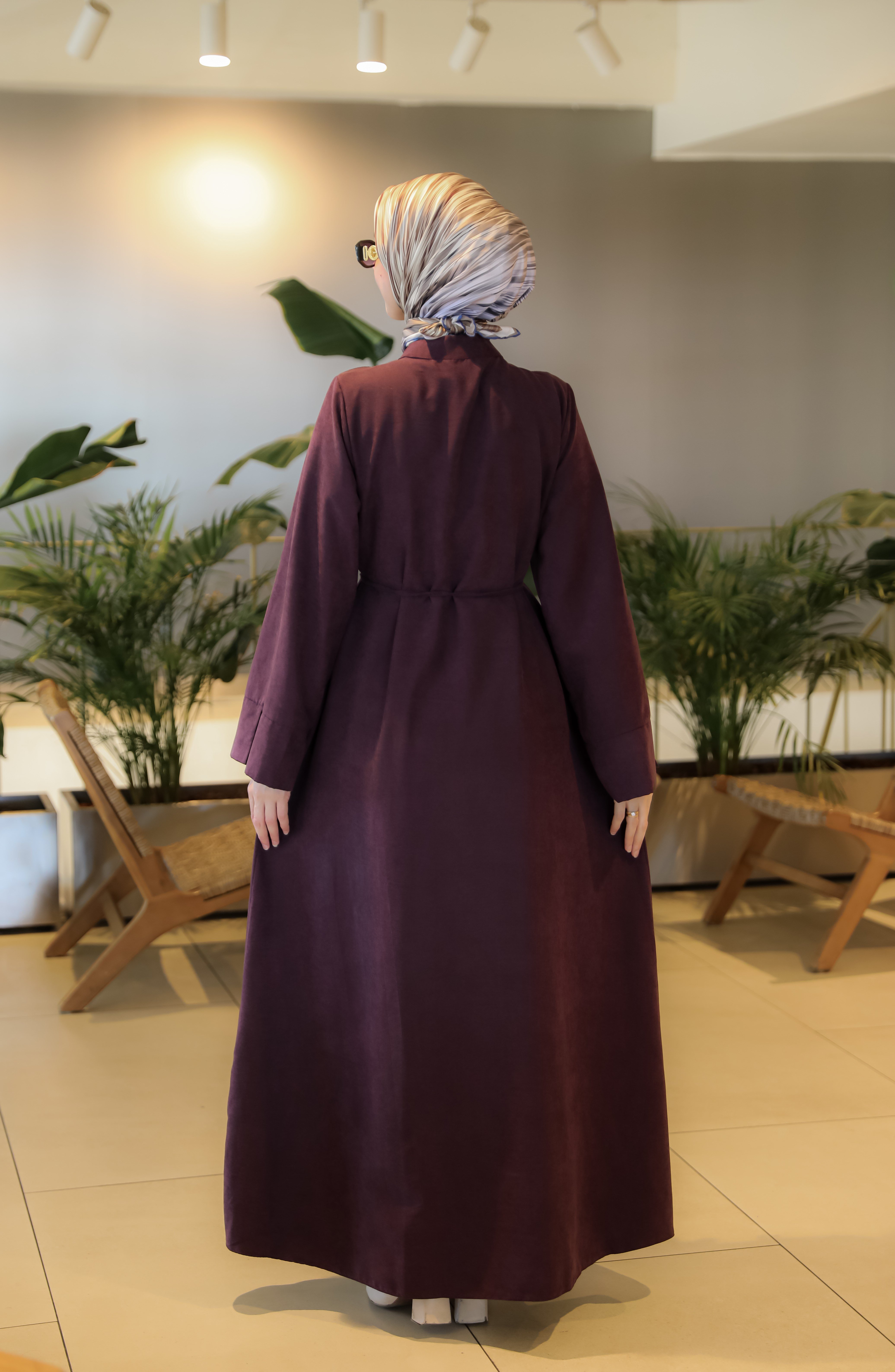 Bordo NSR 5165 ÇİN DÜĞMELİ ELBİSE