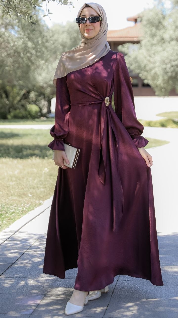 Bordo NSR5154 TOKALI KLOŞ ELBİSE