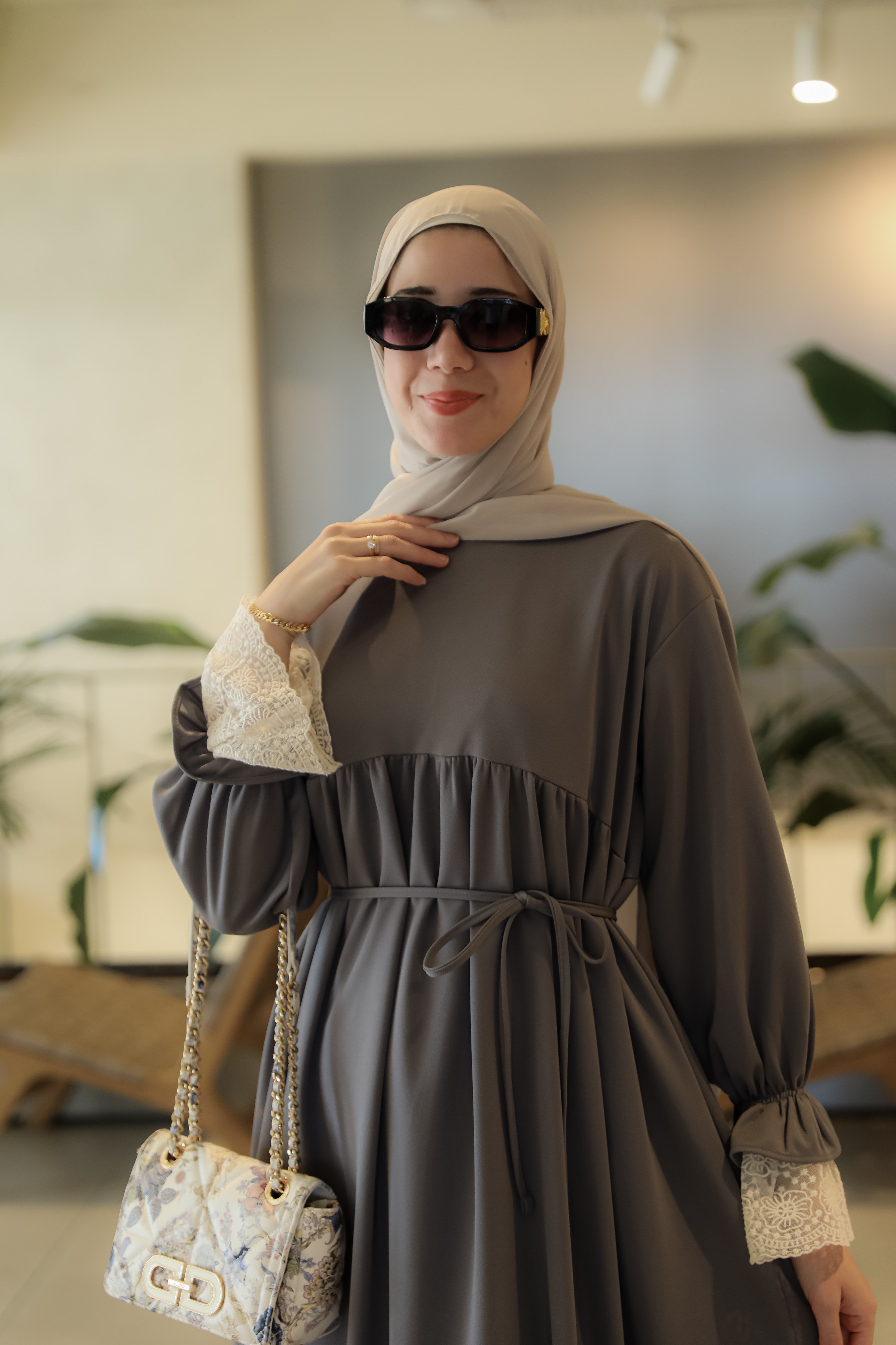 Füme NSR 5173 OVERSİZE DANTELLİ ELBİSE