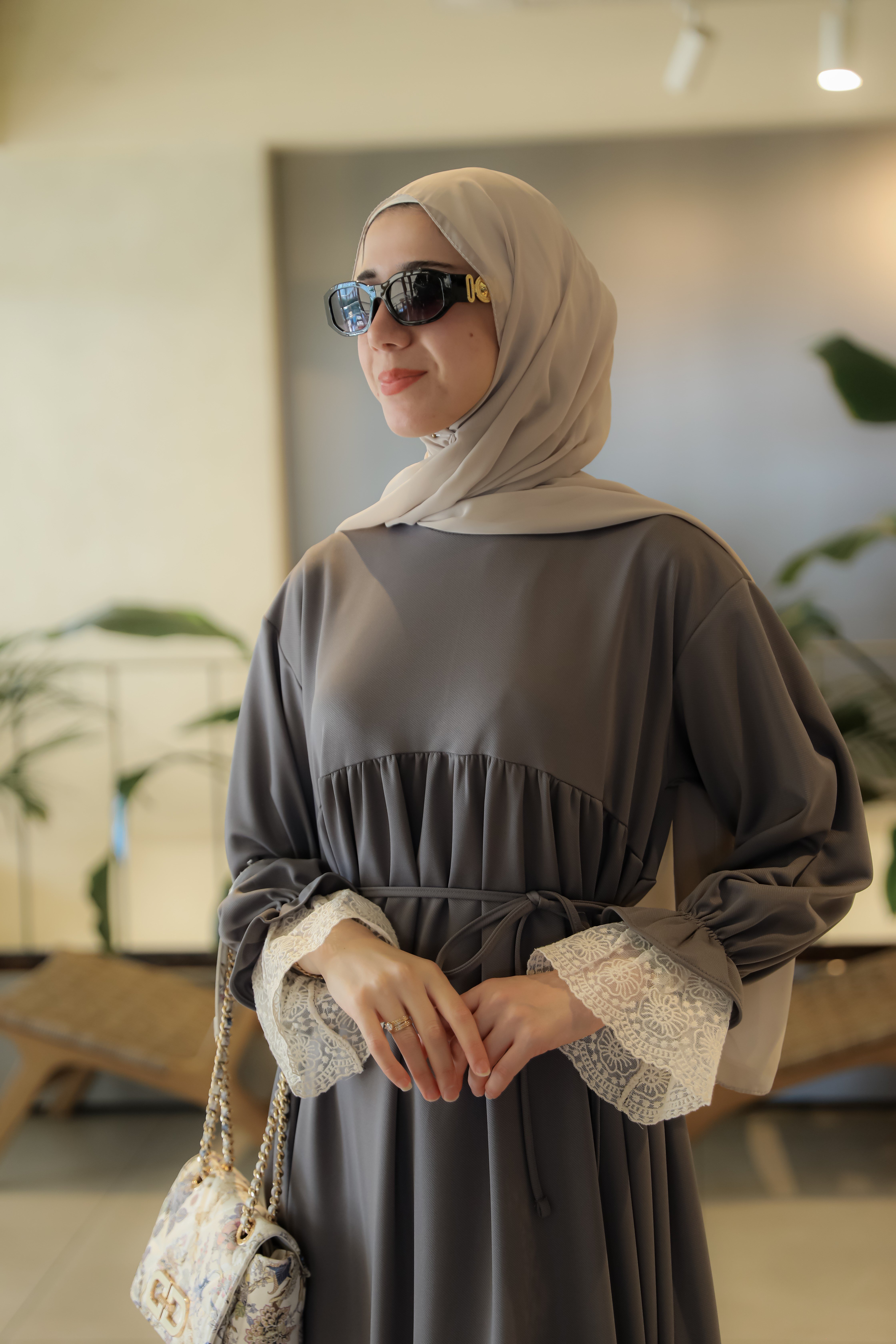Füme NSR 5173 OVERSİZE DANTELLİ ELBİSE