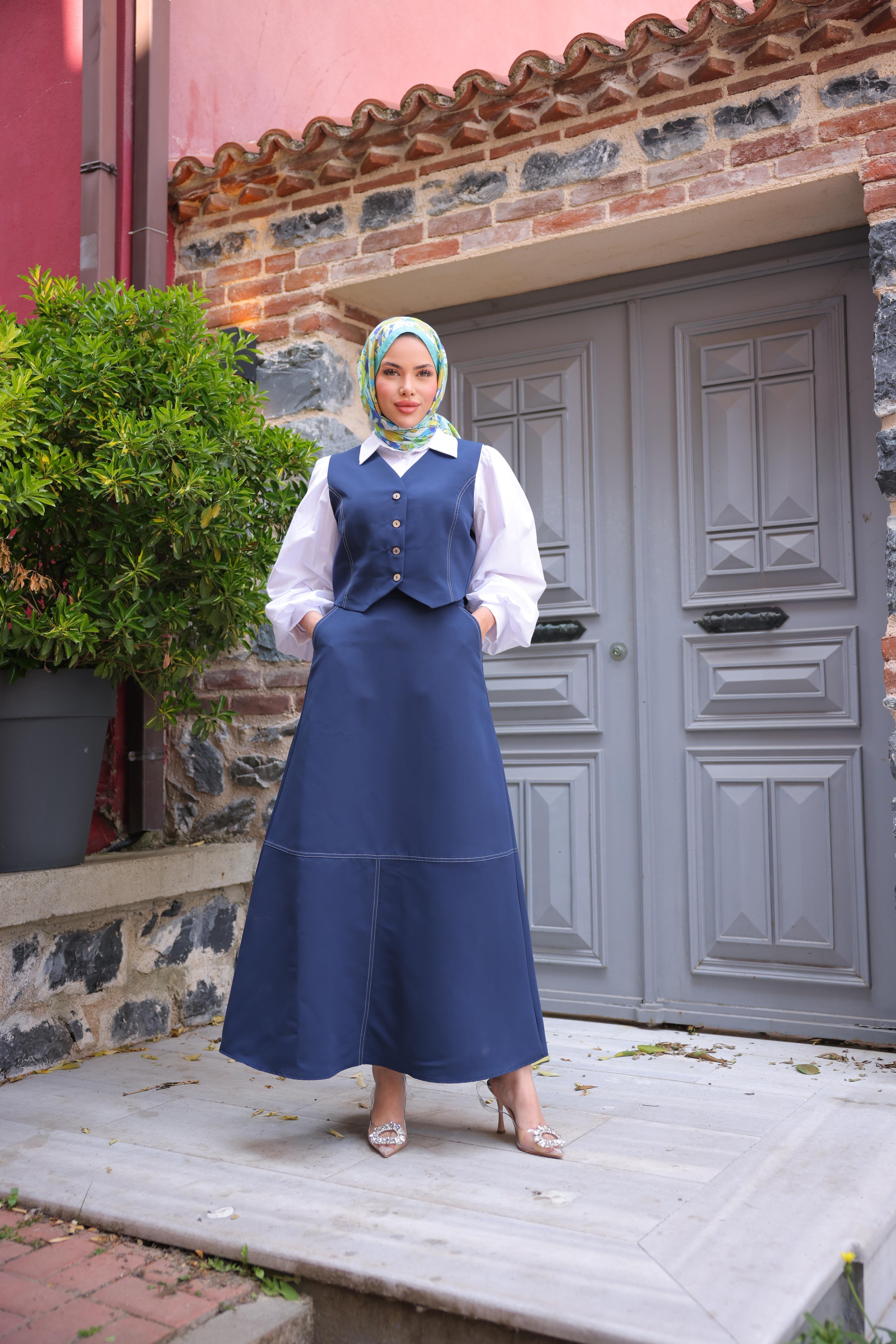 Lacivert Etek ve Yelekli 2 li takım 5083