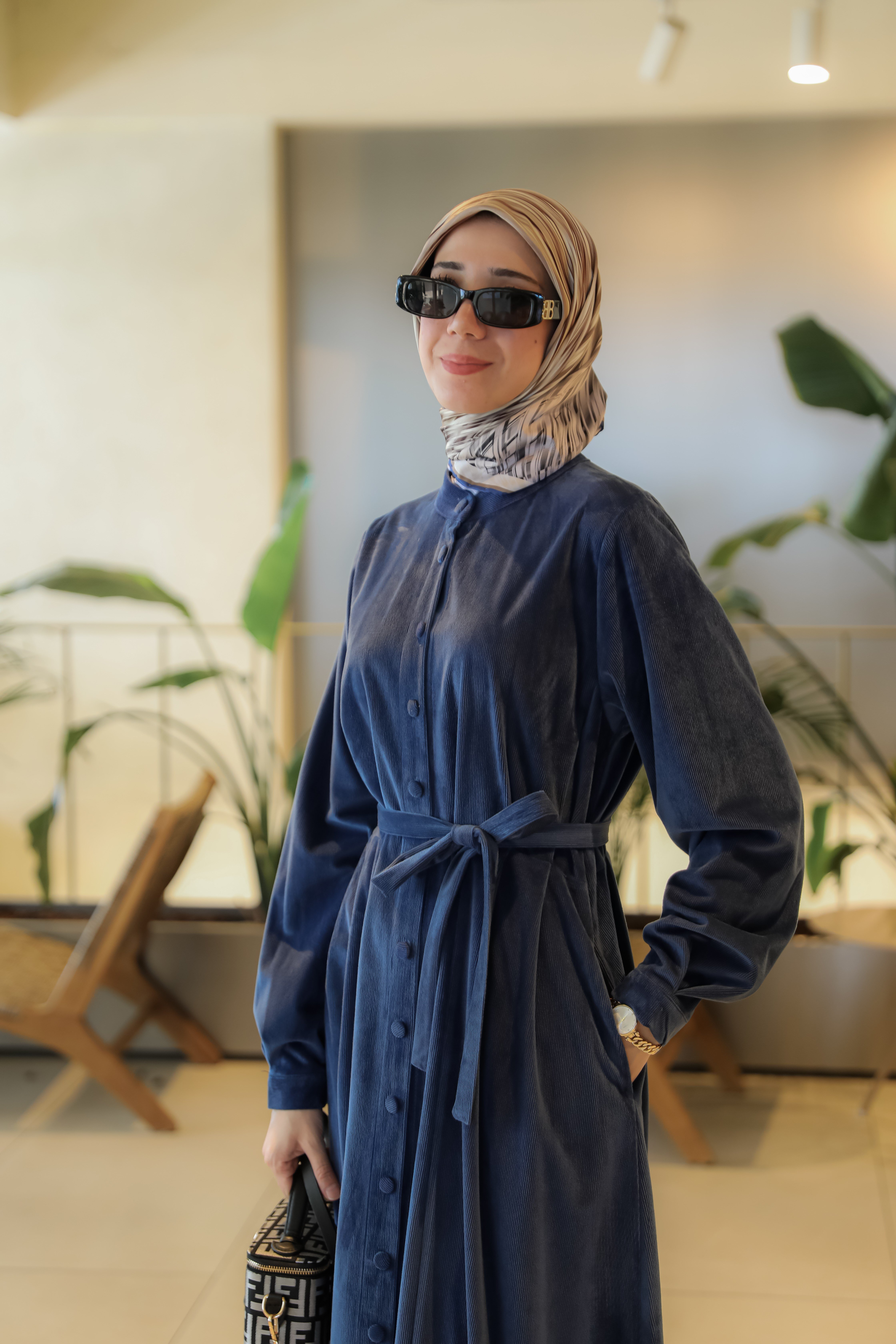 Lacivert NSR 5162 PİLELİ BOYDAN DÜĞMELİ ELBİSE
