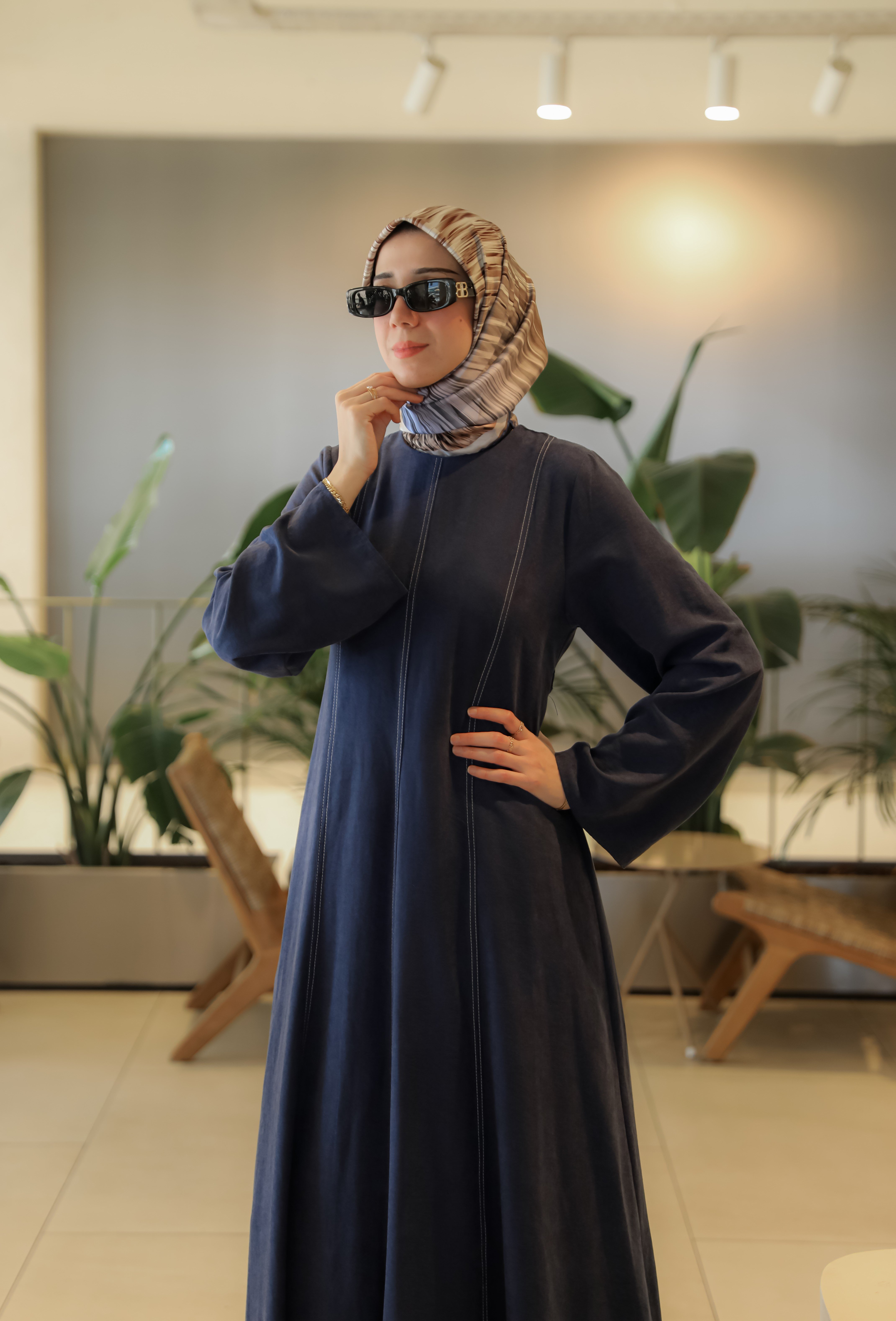 Lacivert NSR 5168 KUPLU ÇİFT İĞNELİ ELBİSE