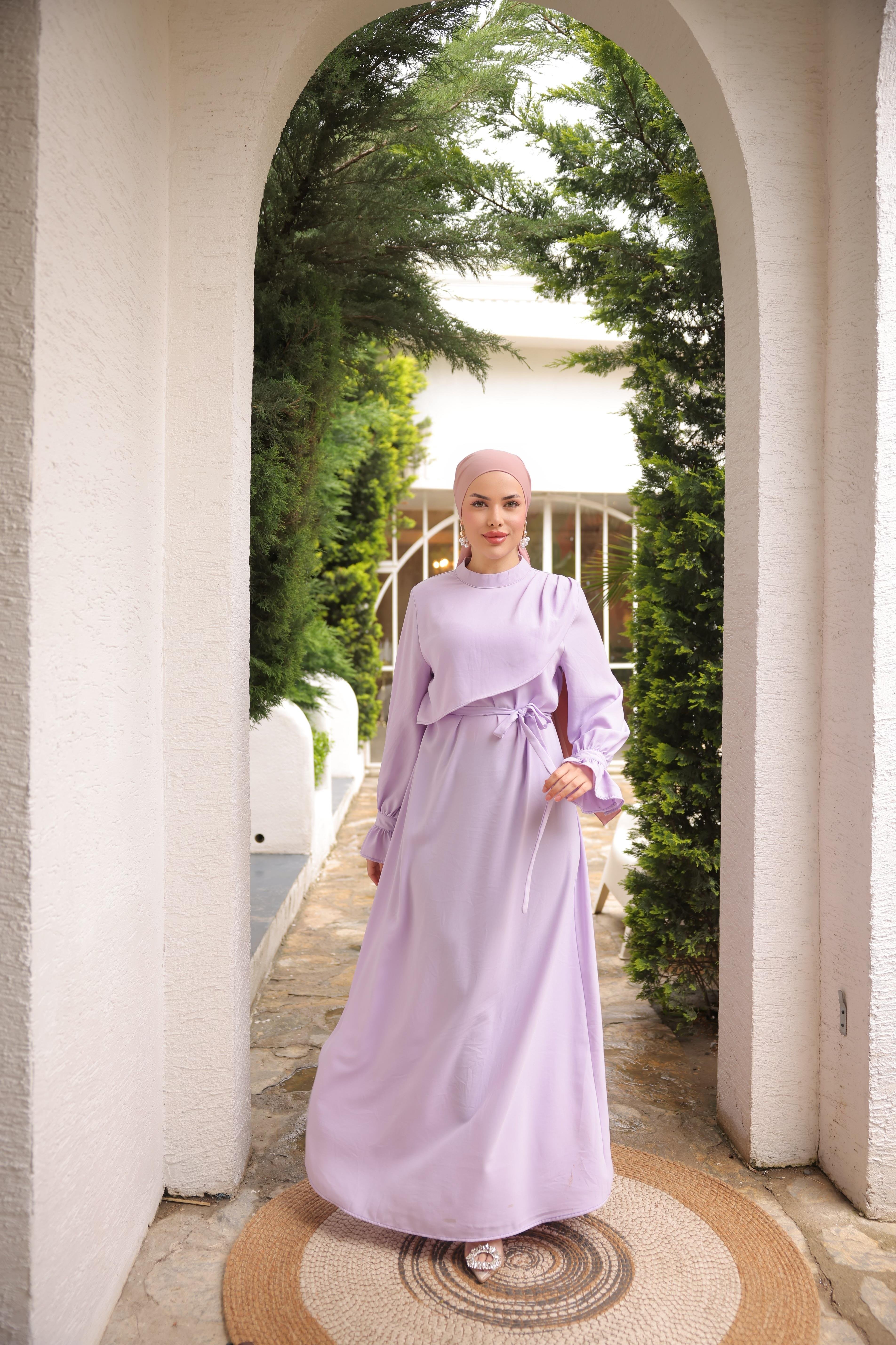 Lila Anvelop Detaylı Elbise 5085