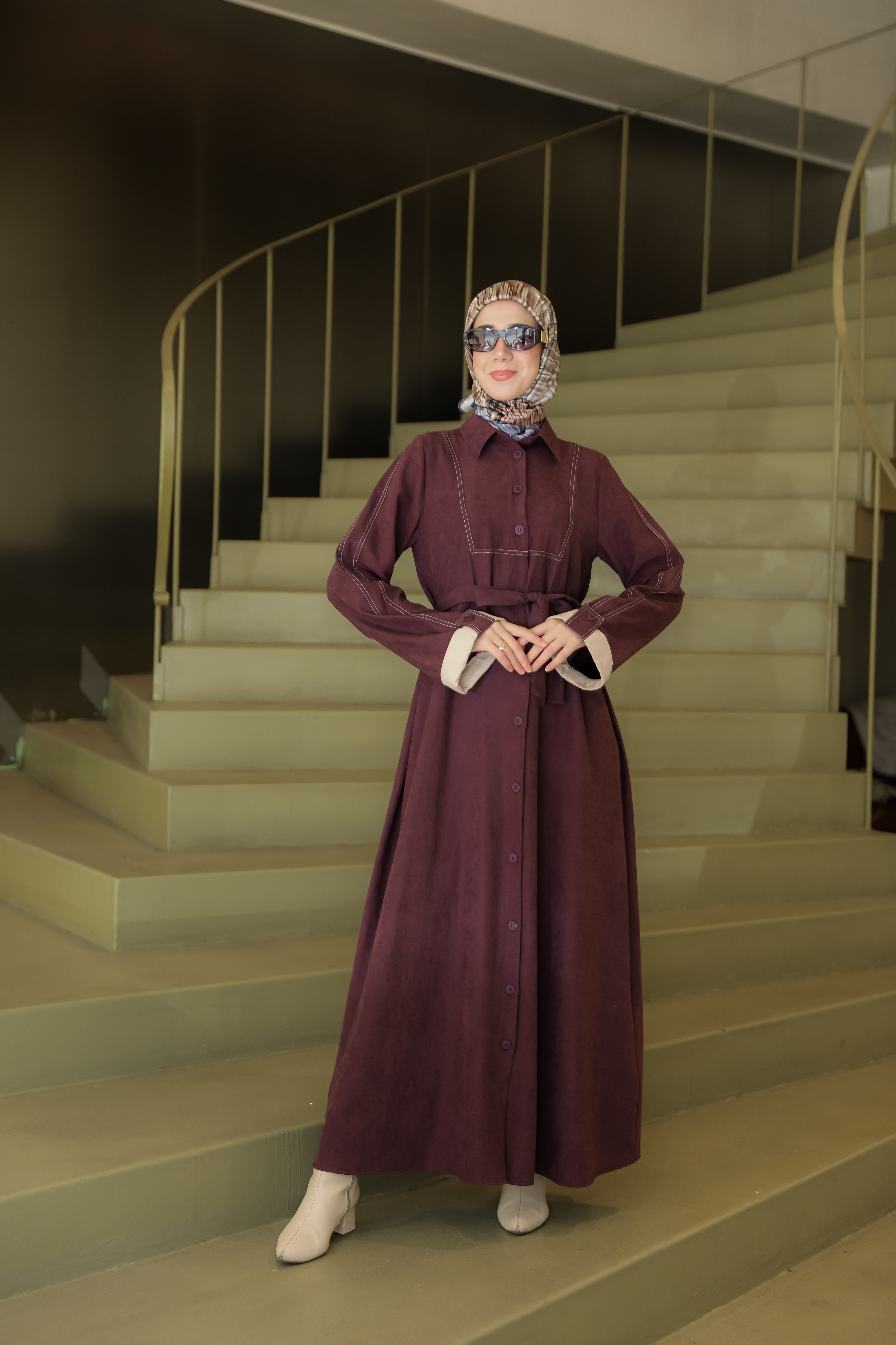 Mürdüm NSR 5166 KOL UCU GARNİLİ ELBİSE