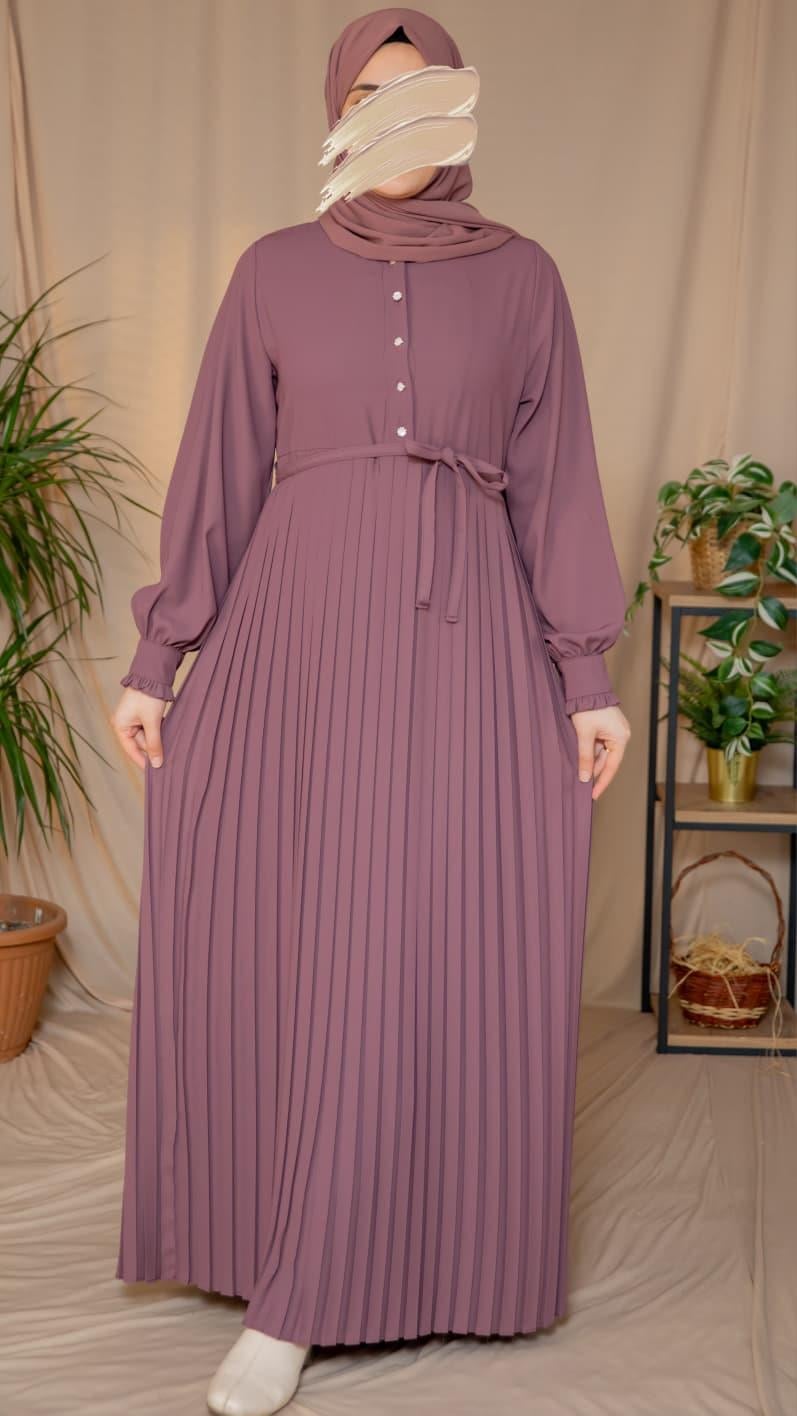 Pudra Pliseli elbise 5129