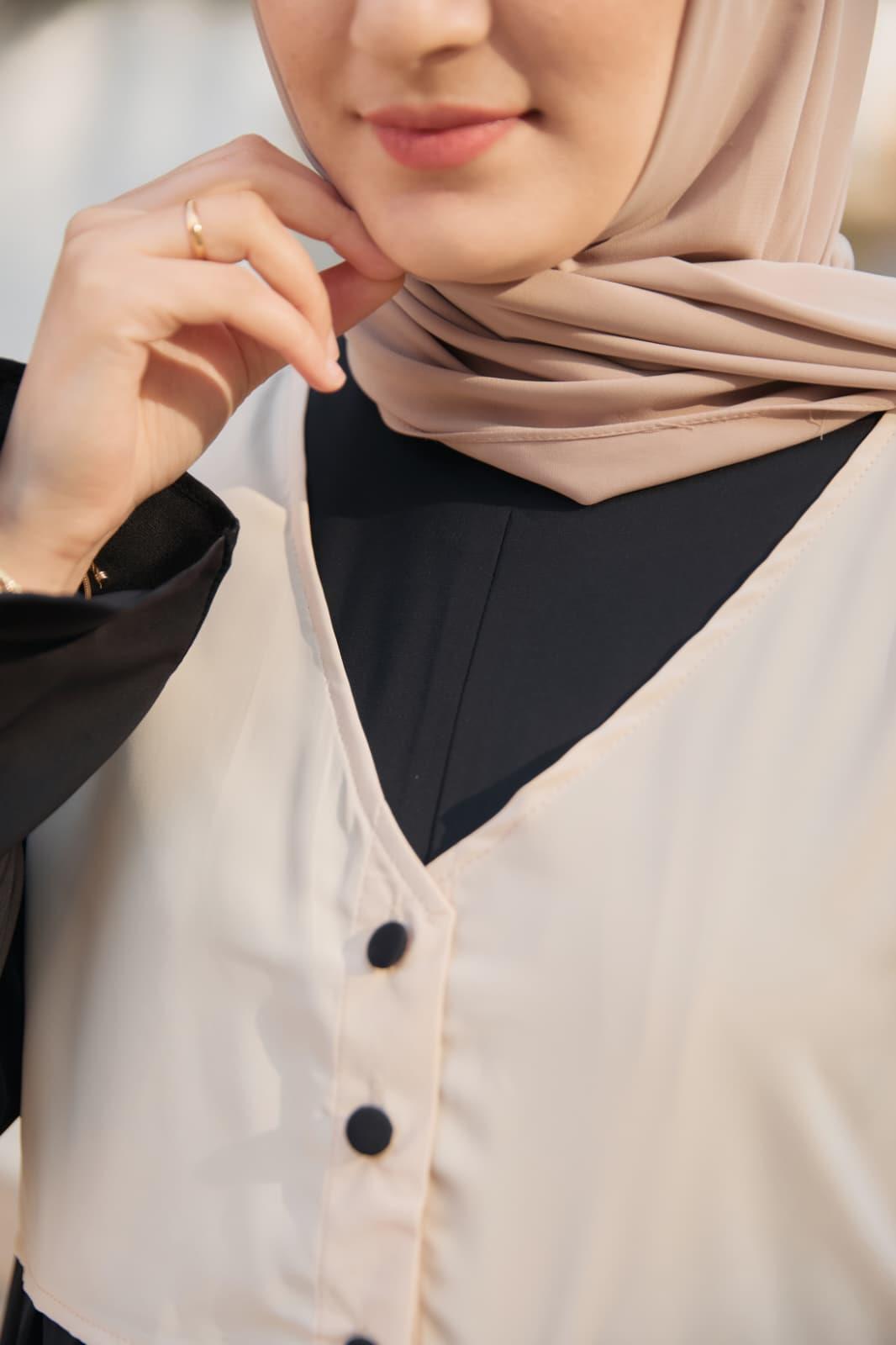 Siyah Garnili Yelek Görünümlü Elbise 5120