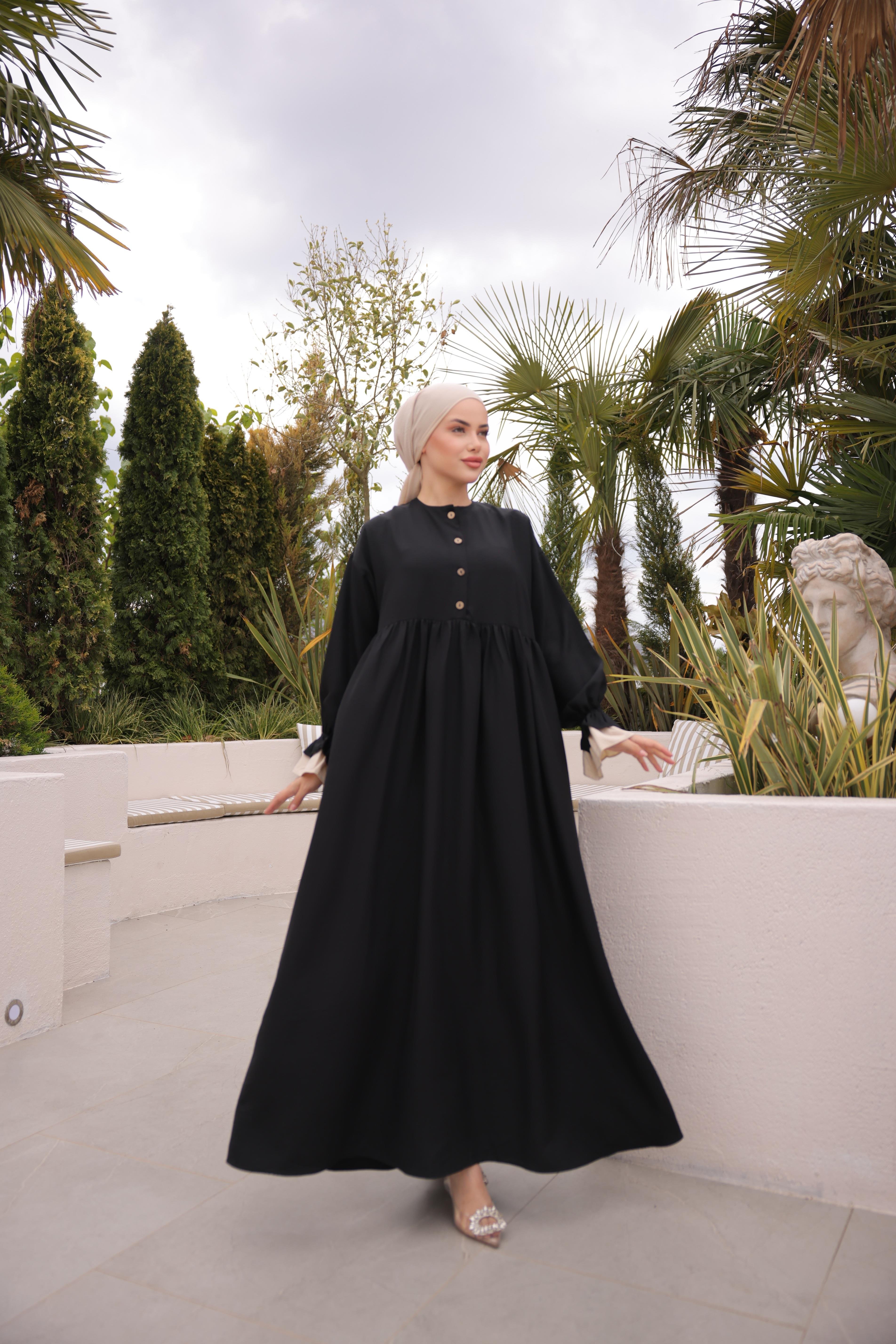 Siyah Önlüklü Oversize Elbise 5095