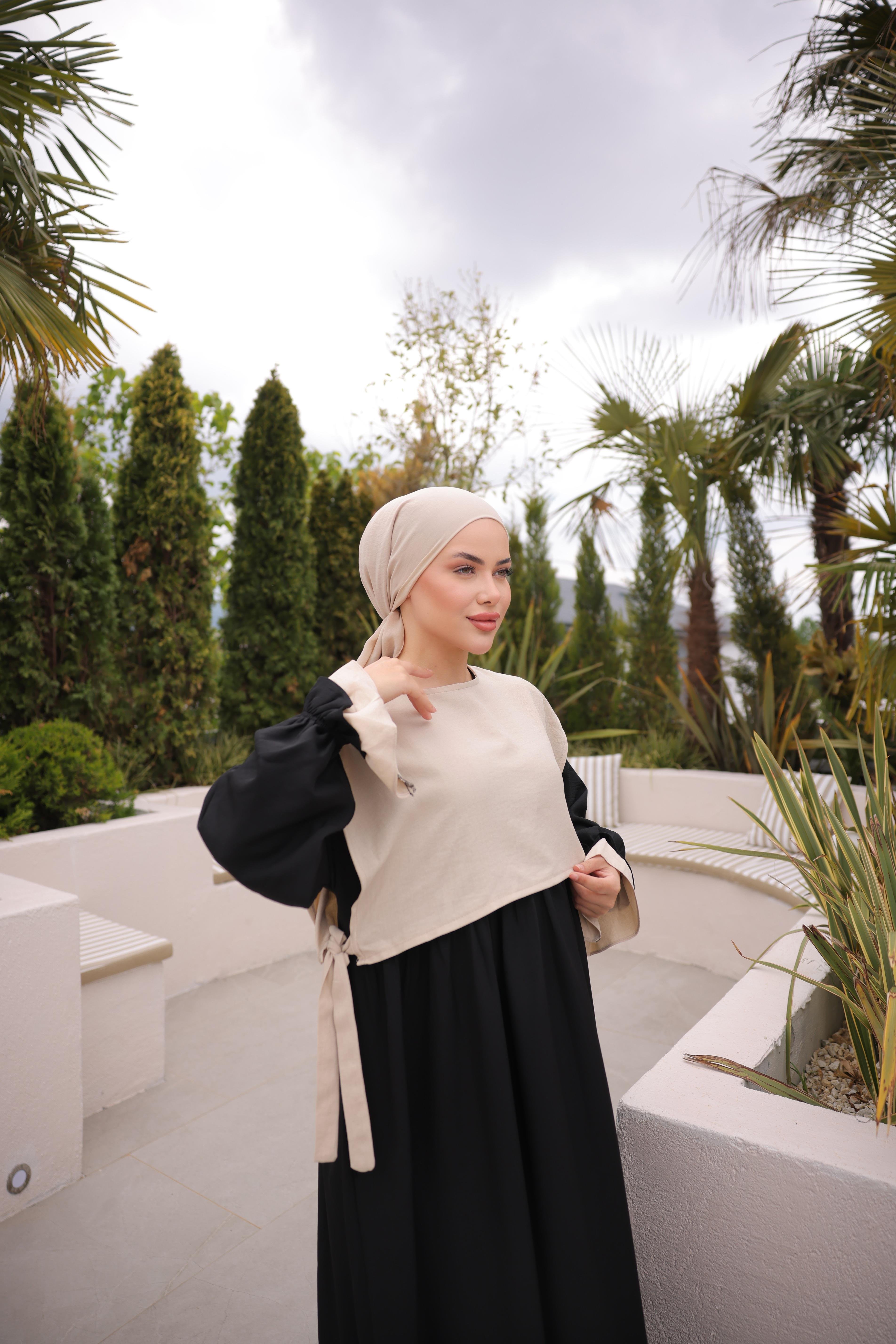 Siyah Önlüklü Oversize Elbise 5095