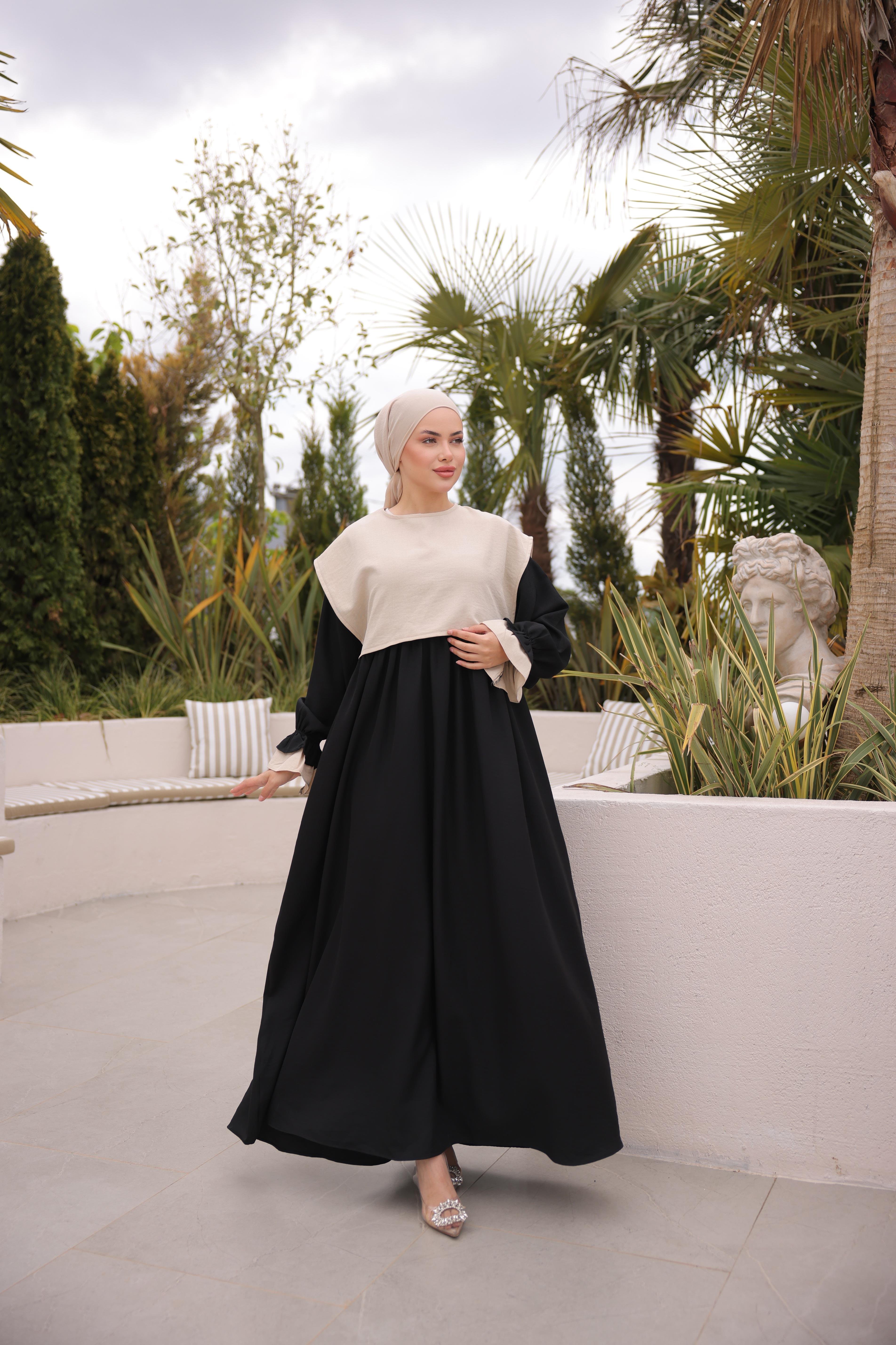 Siyah Önlüklü Oversize Elbise 5095