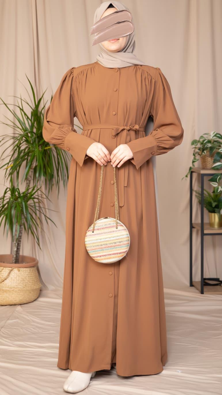 Taba Boydan Kaplama Düğmeli Ferace 5130