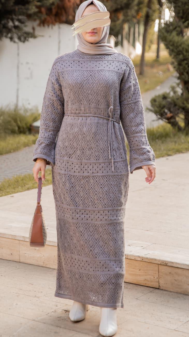 Vizon Otantik Triko Elbise