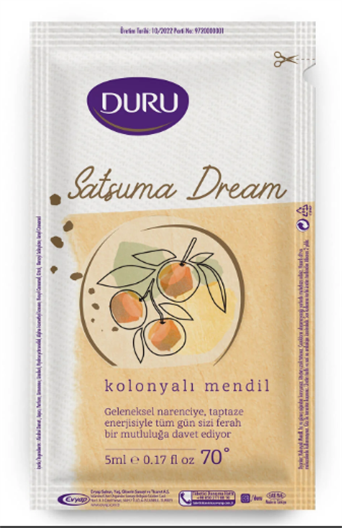 Duru Kolonyalı Mendil Satsuma Dream 50 Adet