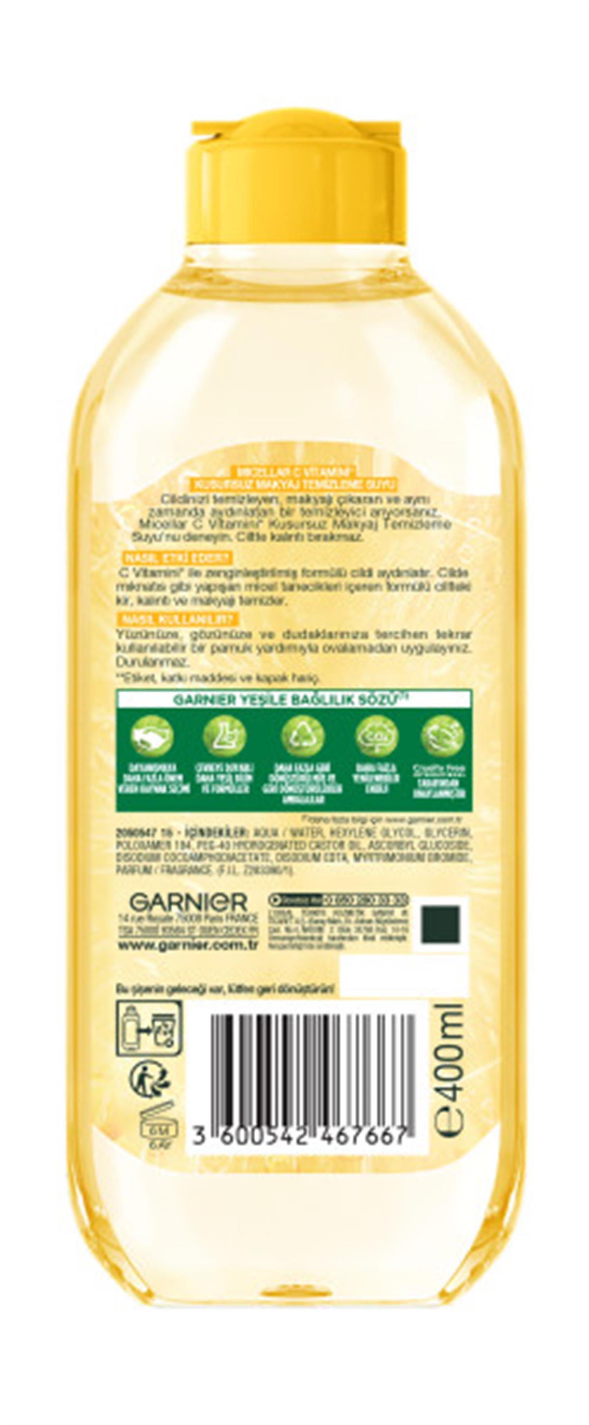 Garnier Micellar C Vitamini Kusursuz Makyaj Temizleme Suyu 400ML