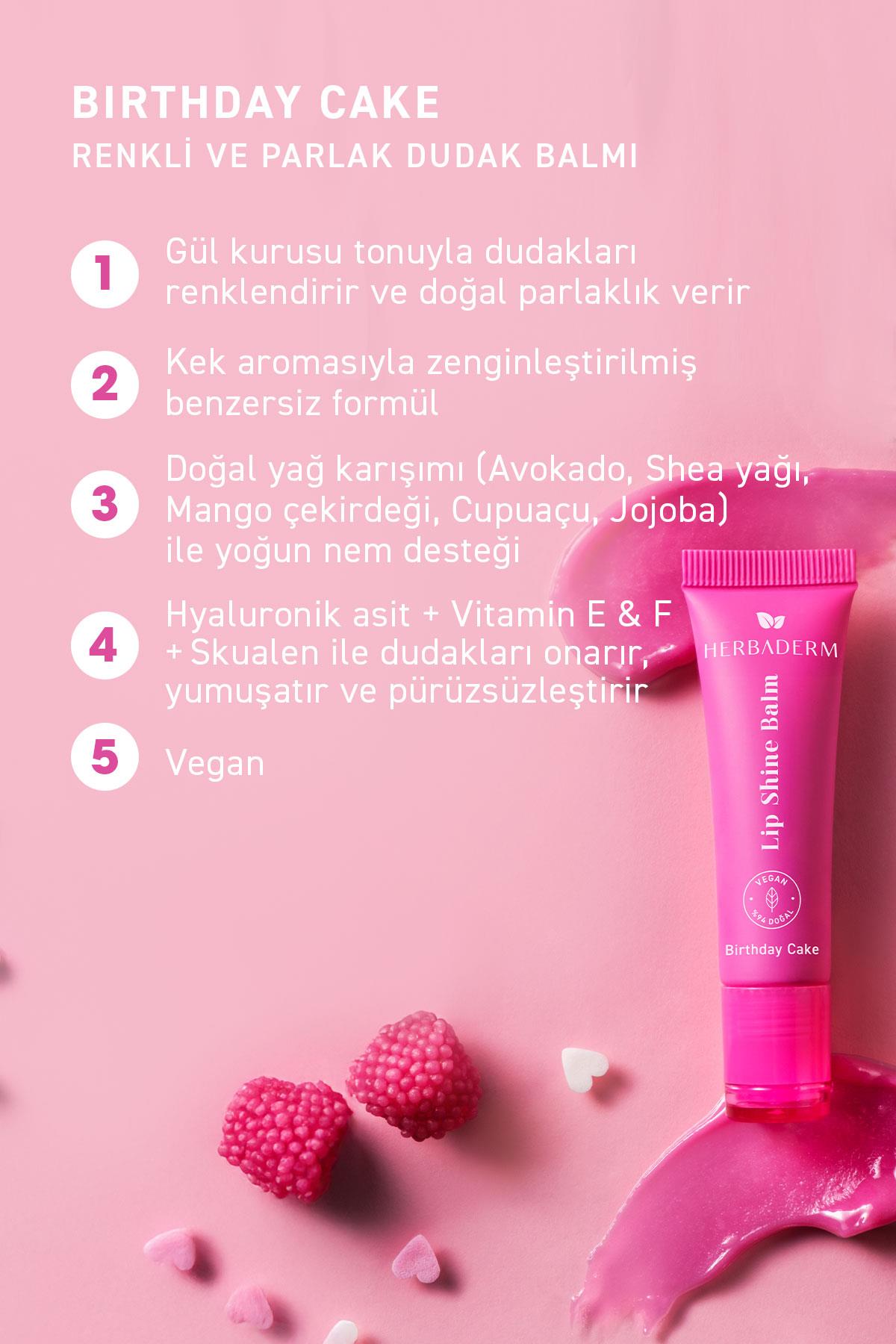 HERBADERM LIP SHINE BALM BIRTHDAY CAKE