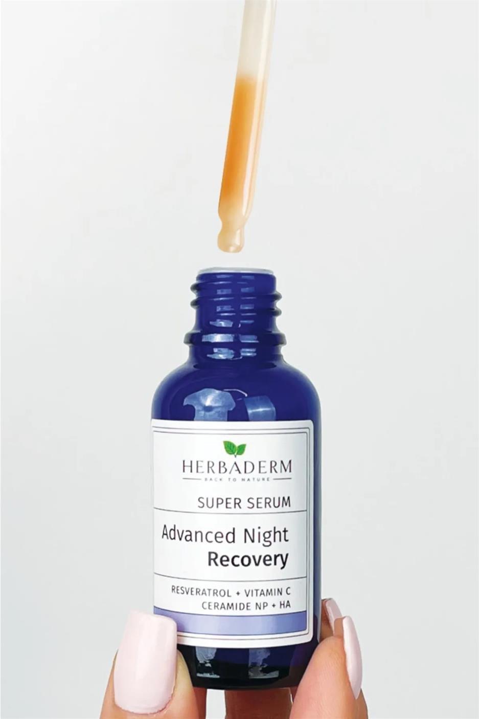 Herbaderm Süper Serum Sıkılaştırıcı, Kırışıklık Karşıtı, Aydınlatıcı Yoğun Onarıcı  Gece Serumu 30 ML Resveratrol+C Vitamini+Ceramide Np+ Hyaluronik Asit %87 Doğal İçerik 30 Ml