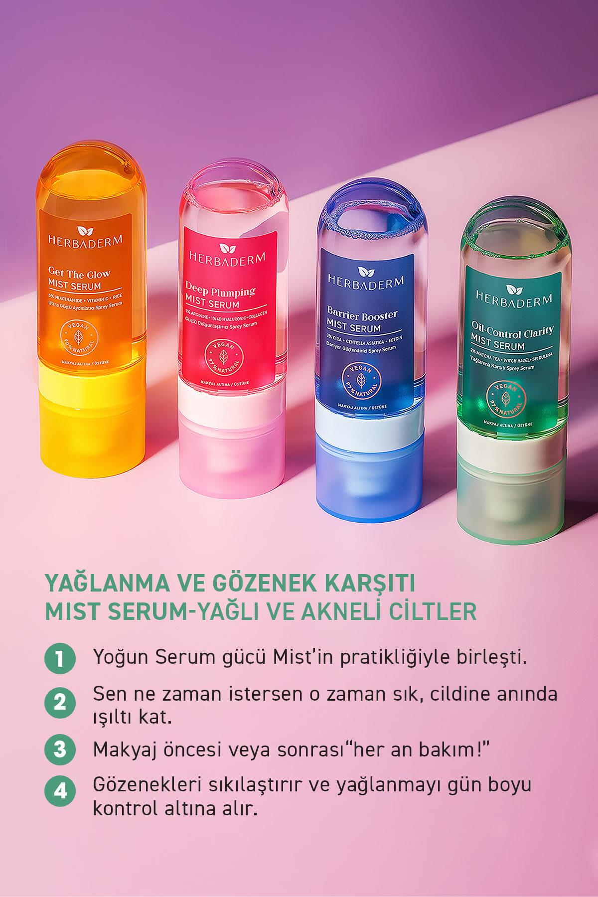 Herbaderm Yağlanma ve Gözenek Karşıtı Mist Serum, Makyaj Altına/Üstüne 80 ml