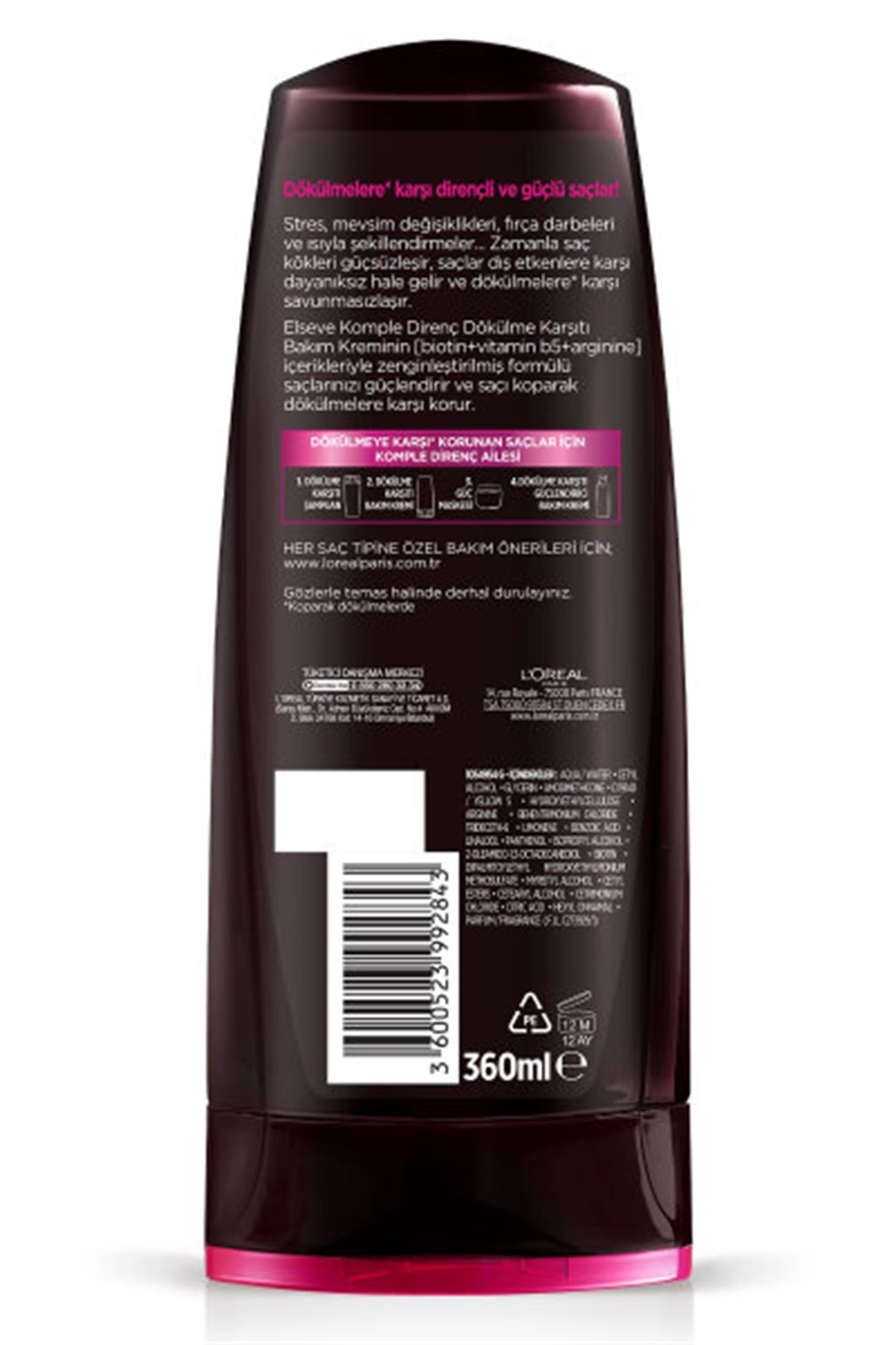 L'oréal Paris Elseve Komple Direnç Dökülme Karşıtı Bakım Kremi 360 ml