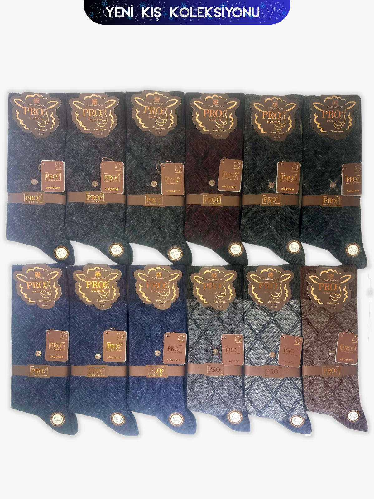 13629PRO FABRİKAAğrı Lamswool Kışlık Soket Rahat Erkek 12'li Çorap