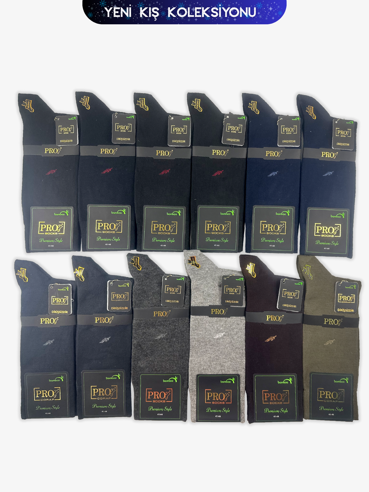 17652PRO FABRİKAAkça Bamboo Kışlık Soket Rahat Erkek 12'li Çorap