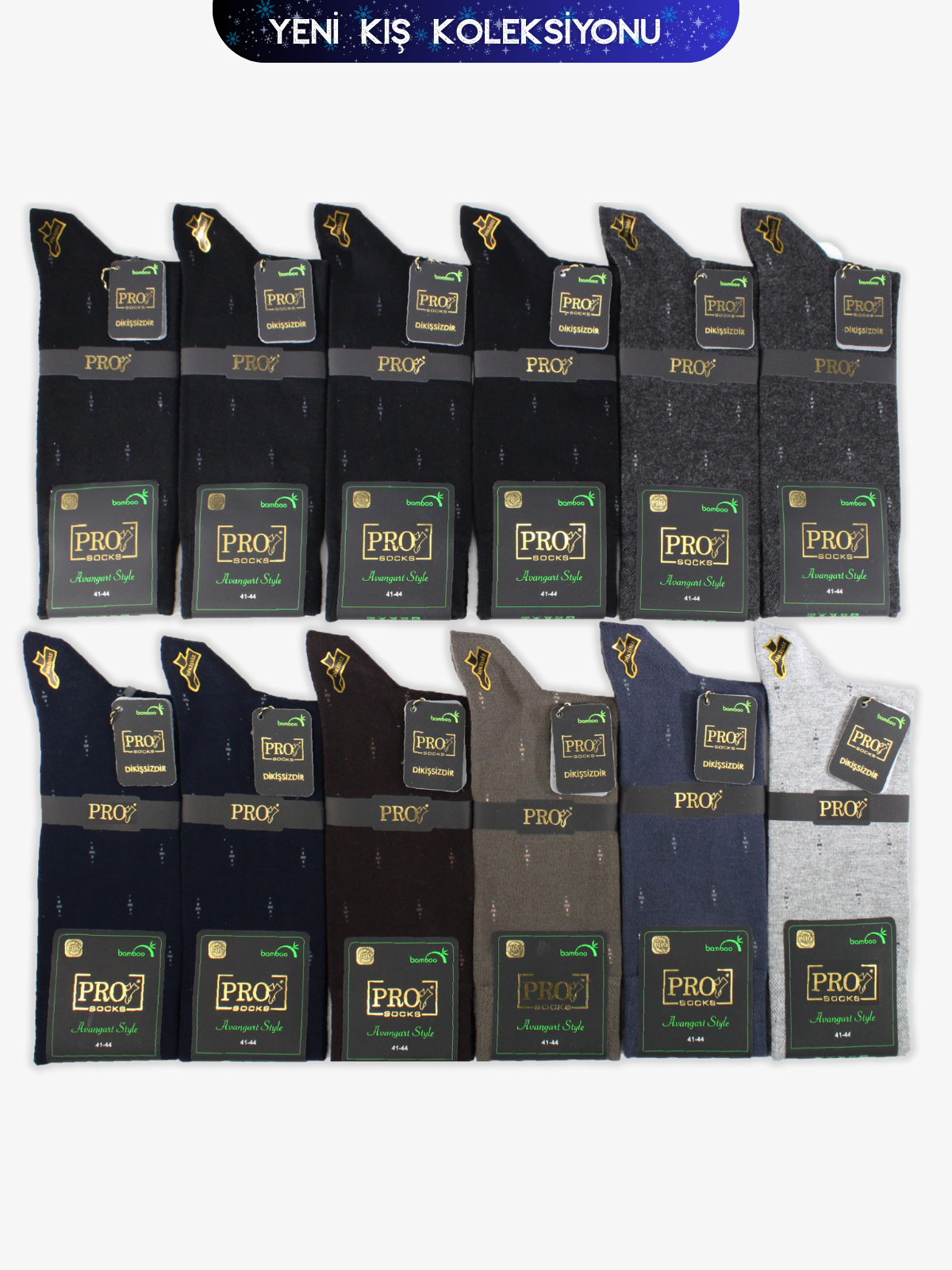 17679PRO FABRİKAAkorda Bamboo Kışlık Soket Rahat Erkek 12'li Çorap
