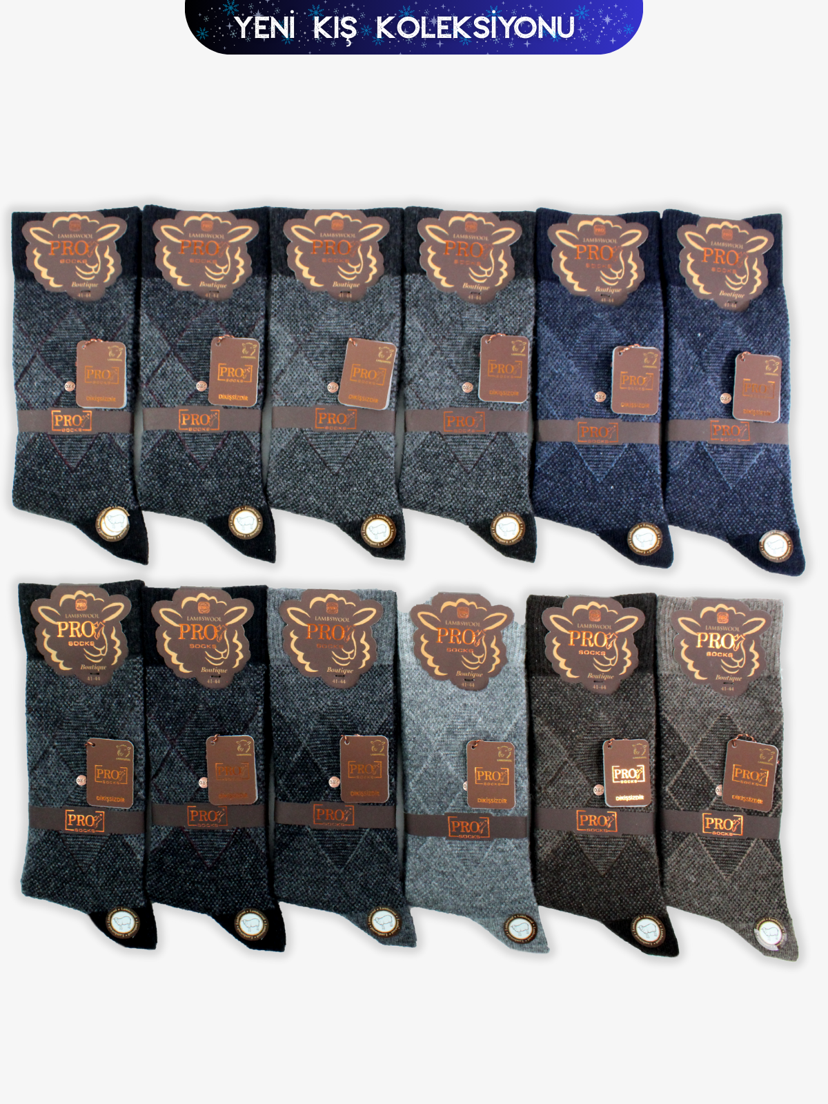 13641PRO FABRİKAAlaska Lamswool Kışlık Soket Rahat Erkek 12'li Çorap