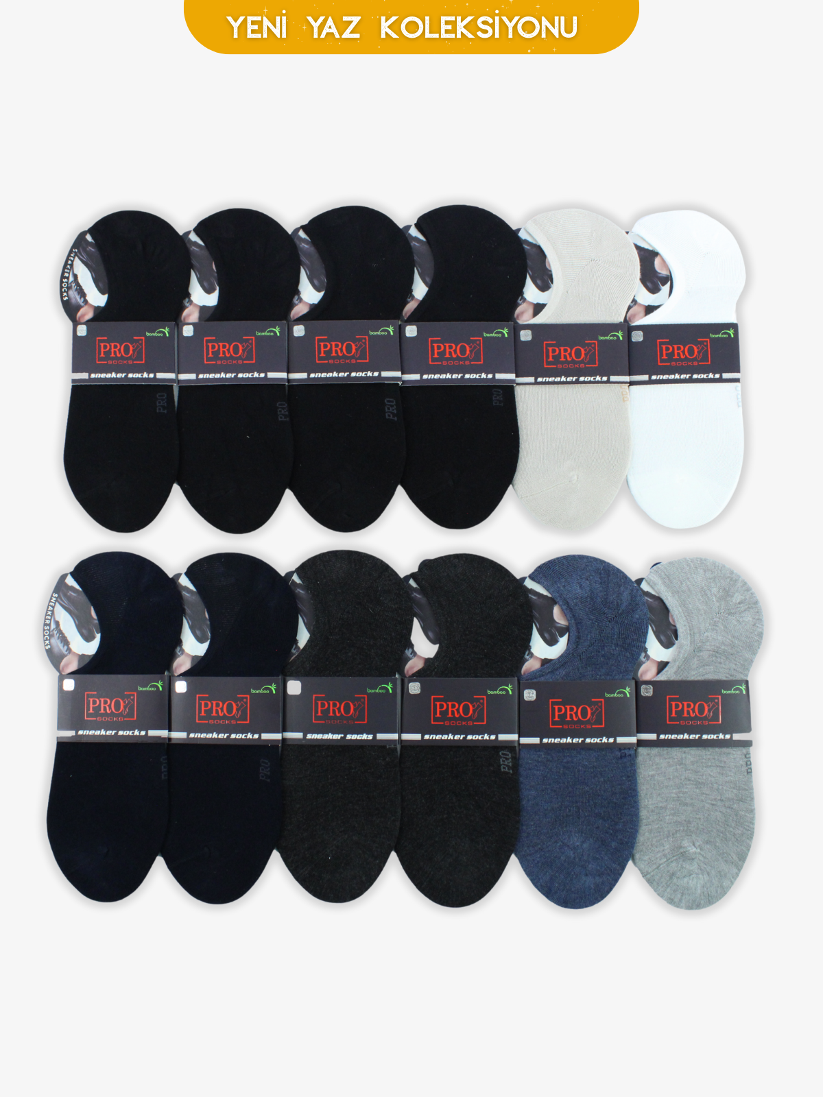 10774PRO FABRİKAAlfa Bamboo Sneakers Yazlık Pamuklu Rahat Erkek Çorabı 12'li