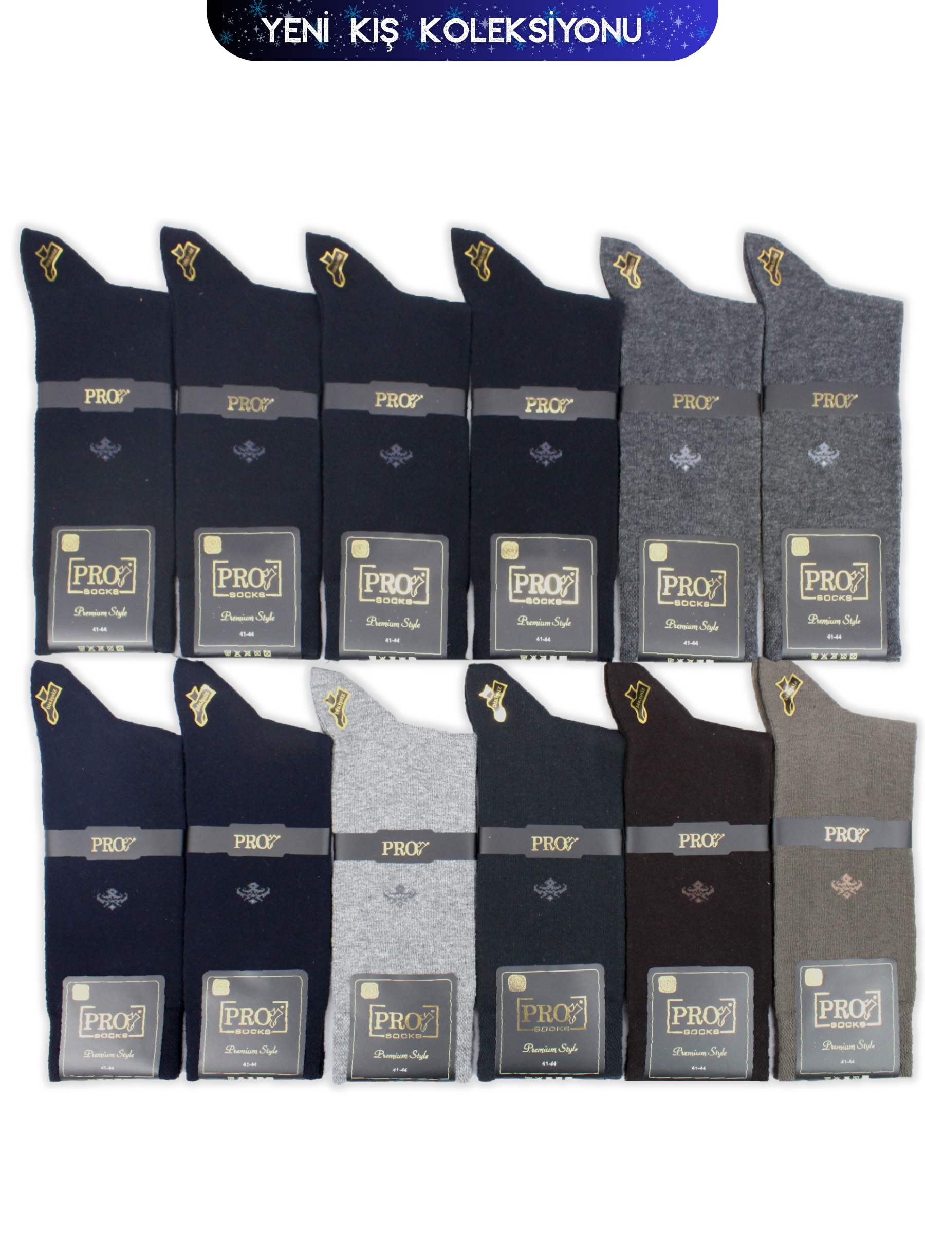 15656PRO FABRİKAAntakya Penye Kışlık Pamuklu Rahat Erkek Çorabı 12'li
